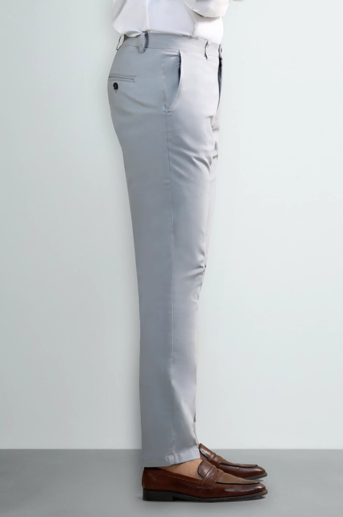 Silver Smart Fit Cotton Trouser - Image 2