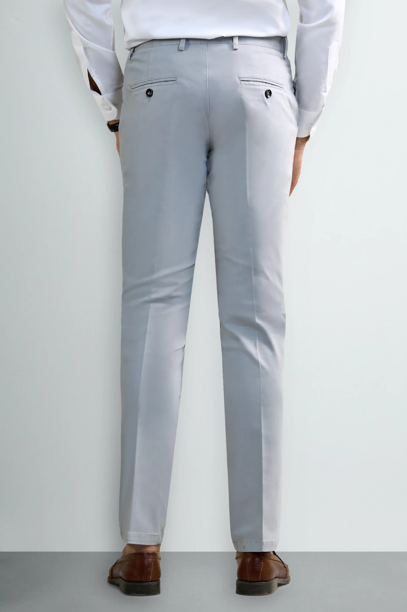 Silver Smart Fit Cotton Trouser - Image 3