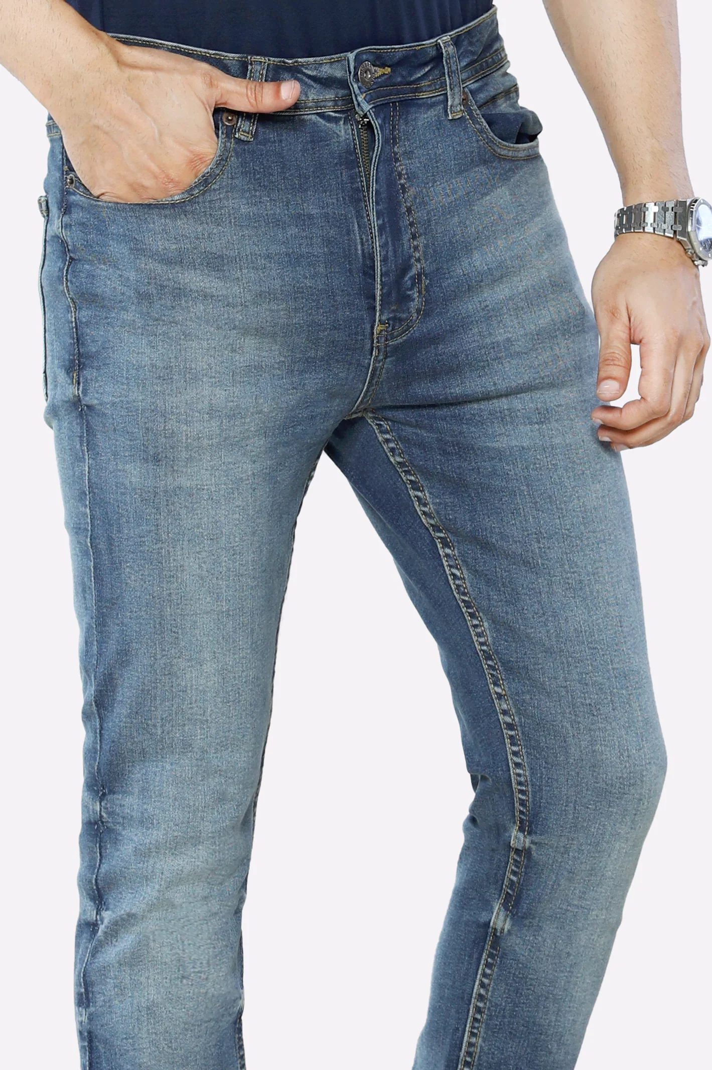 Medium Blue Slim Fit Jeans - Image 2