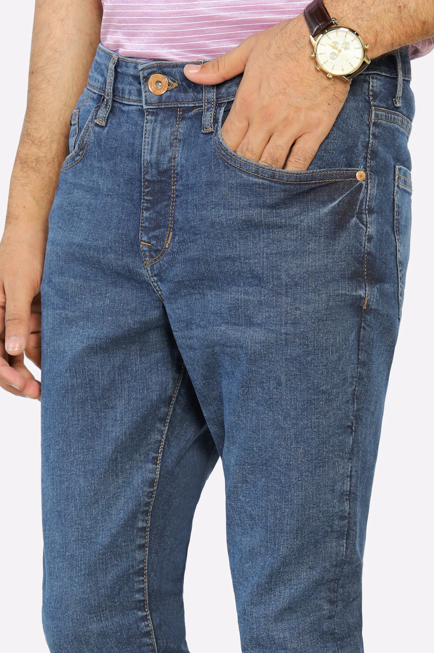Dark Blue Modern Slim Fit Jeans - Image 2