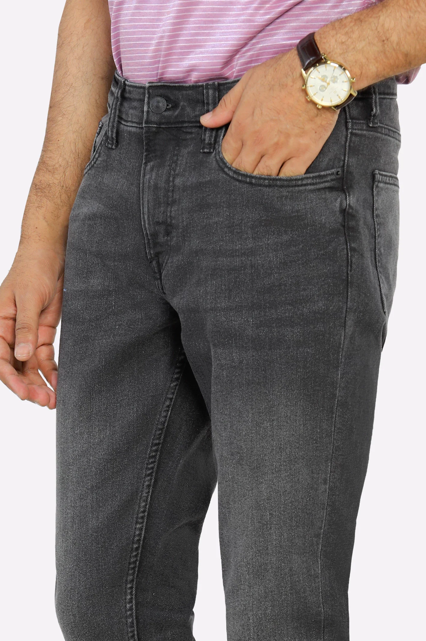 Dark Grey Modern Slim Fit Jeans - Image 2