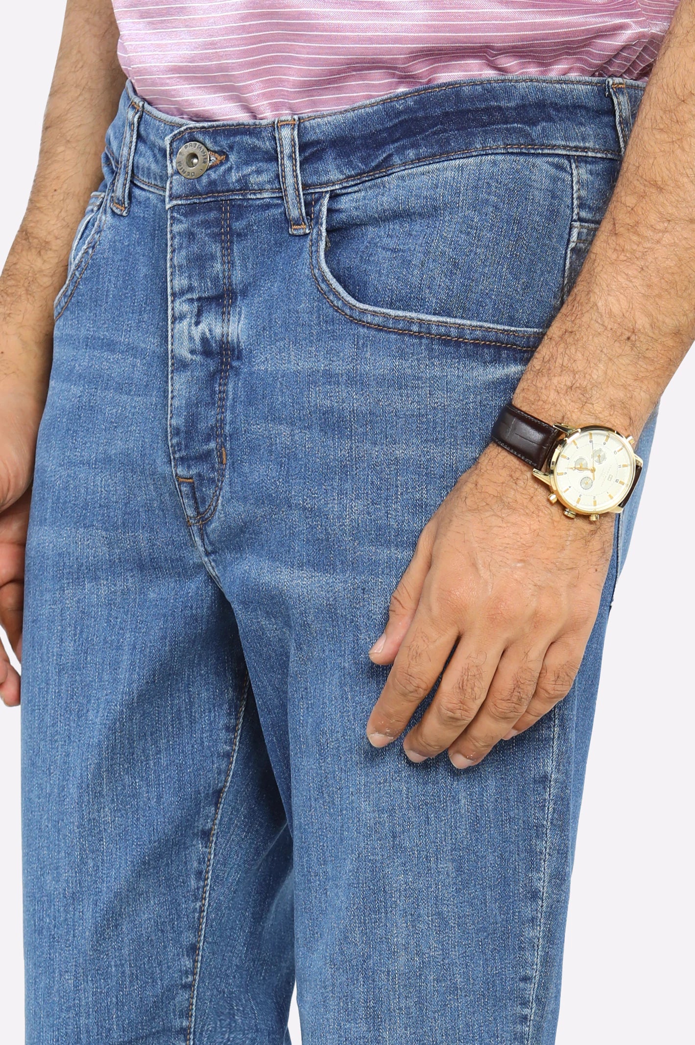 Light Blue Modern Slim Fit Jeans - Image 2