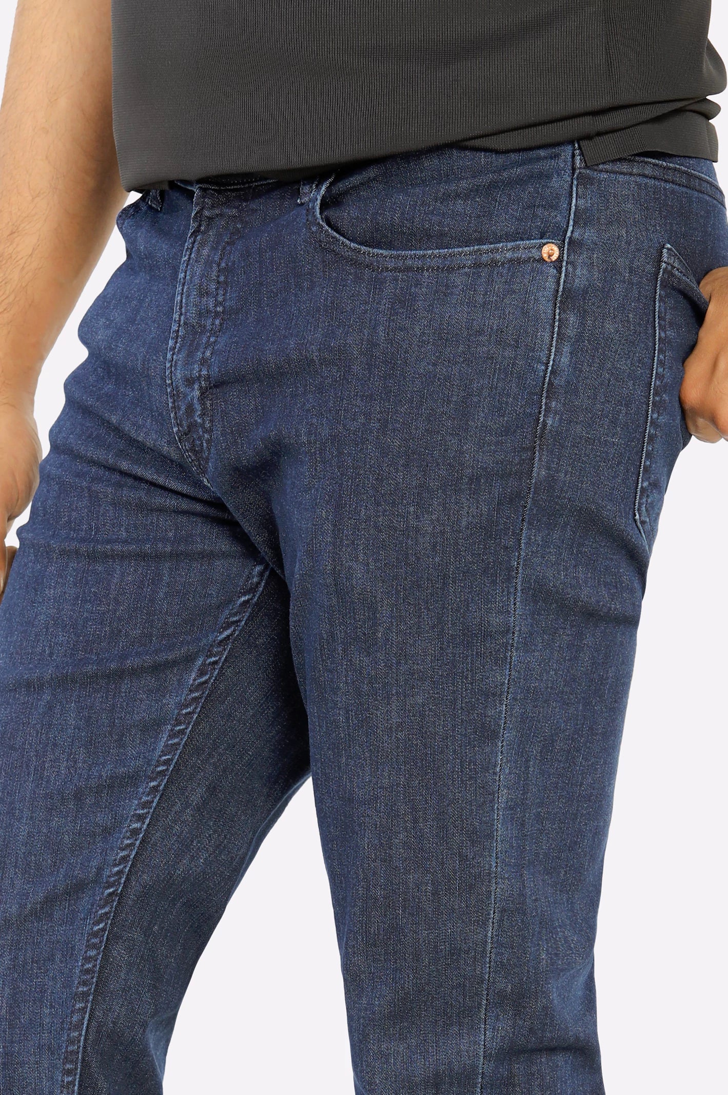 Dark Blue Modern Slim Fit Jeans - Image 2