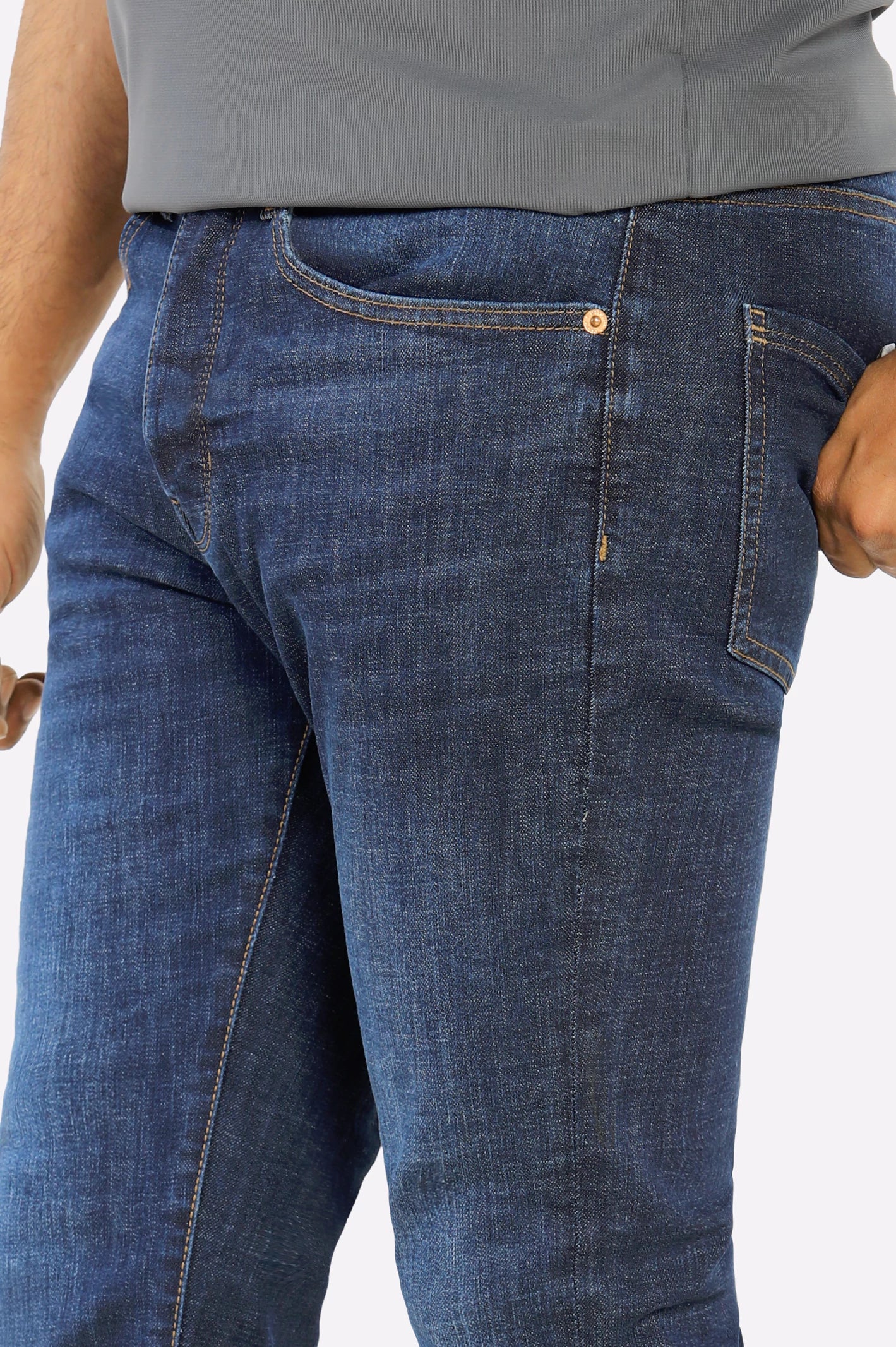 Dark Blue Modern Slim Fit Jeans - Image 2