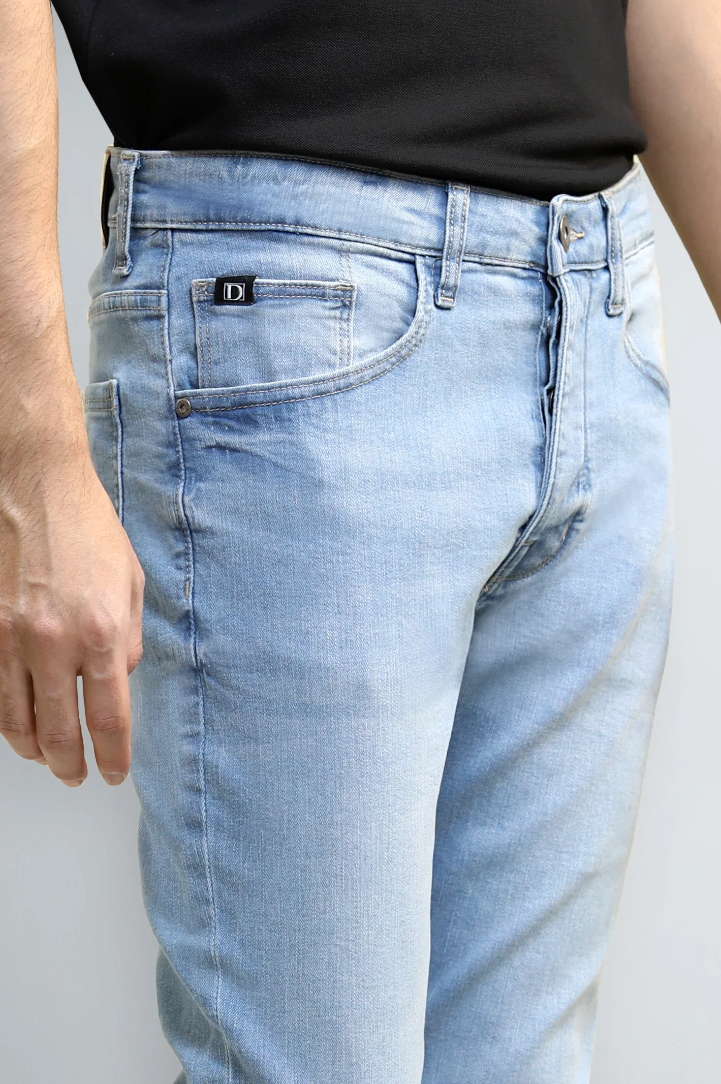 Light Blue Modern Slim Fit Jeans - Image 2