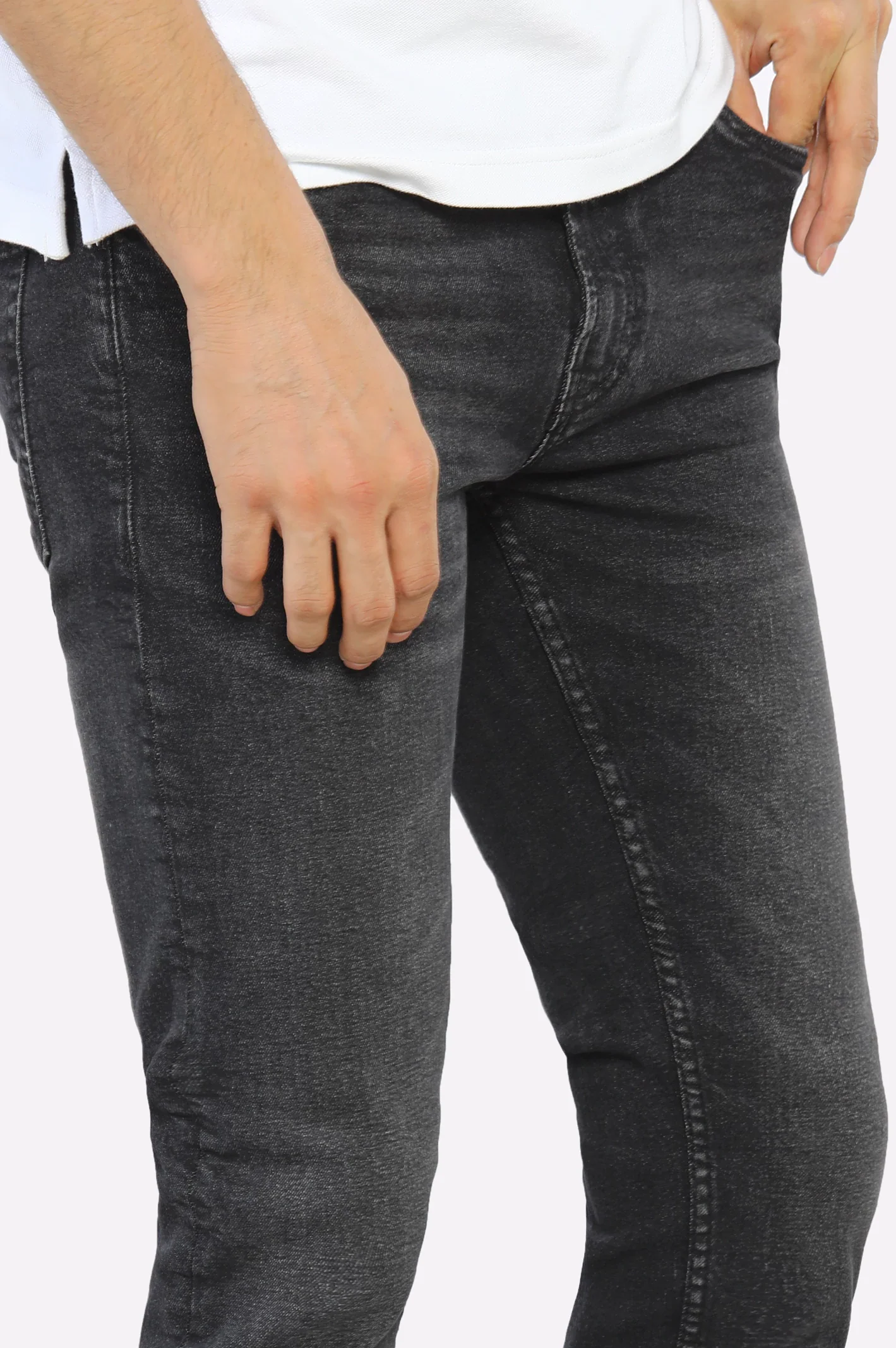 Dark Grey Tailored Fit Jeans - Image 2