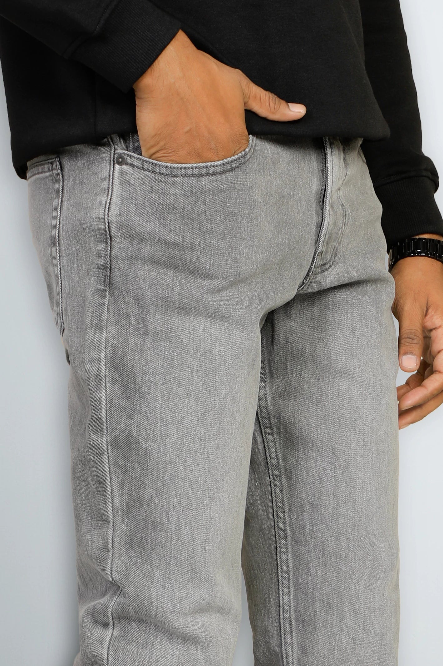 Grey Modern Slim Fit Jeans - Image 2