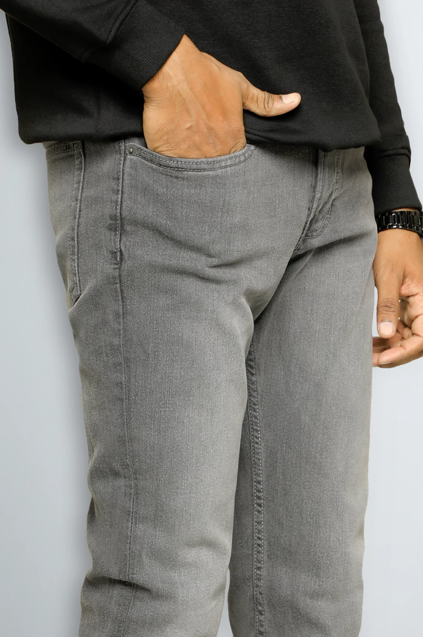 Grey Modern Slim Fit Jeans - Image 2