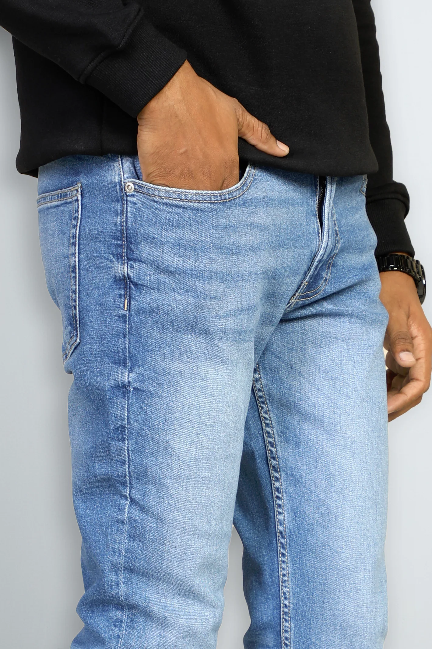 Light Blue Modern Slim Fit Jeans - Image 2