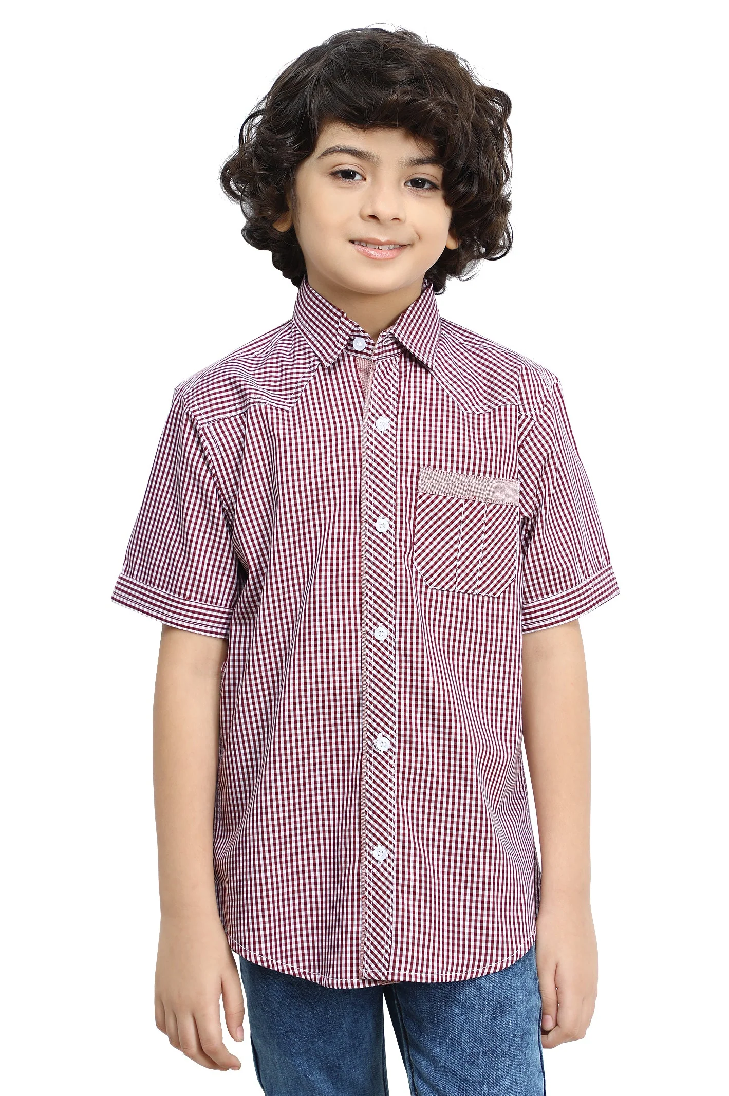 Red Gingham Check Casual Shirt