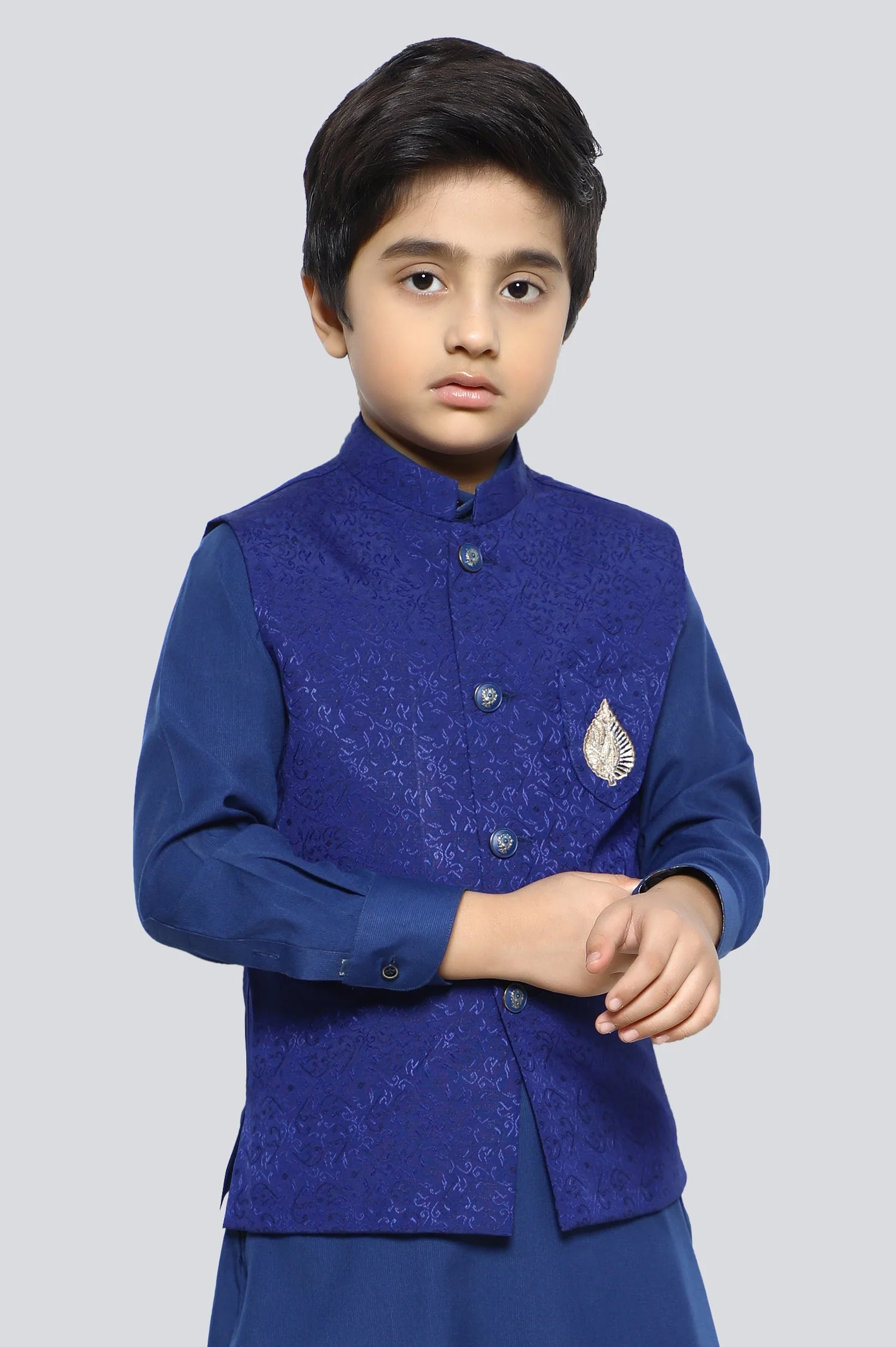 Boys Royal Blue Waist Coat - Image 2