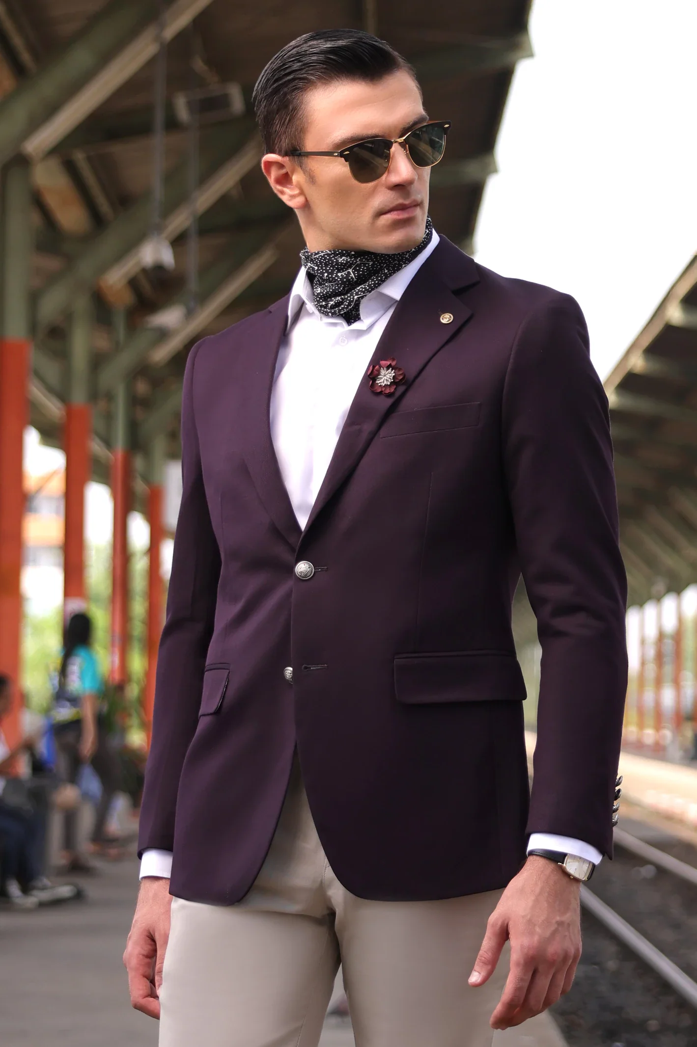 Purple Plain Blazer - Image 3