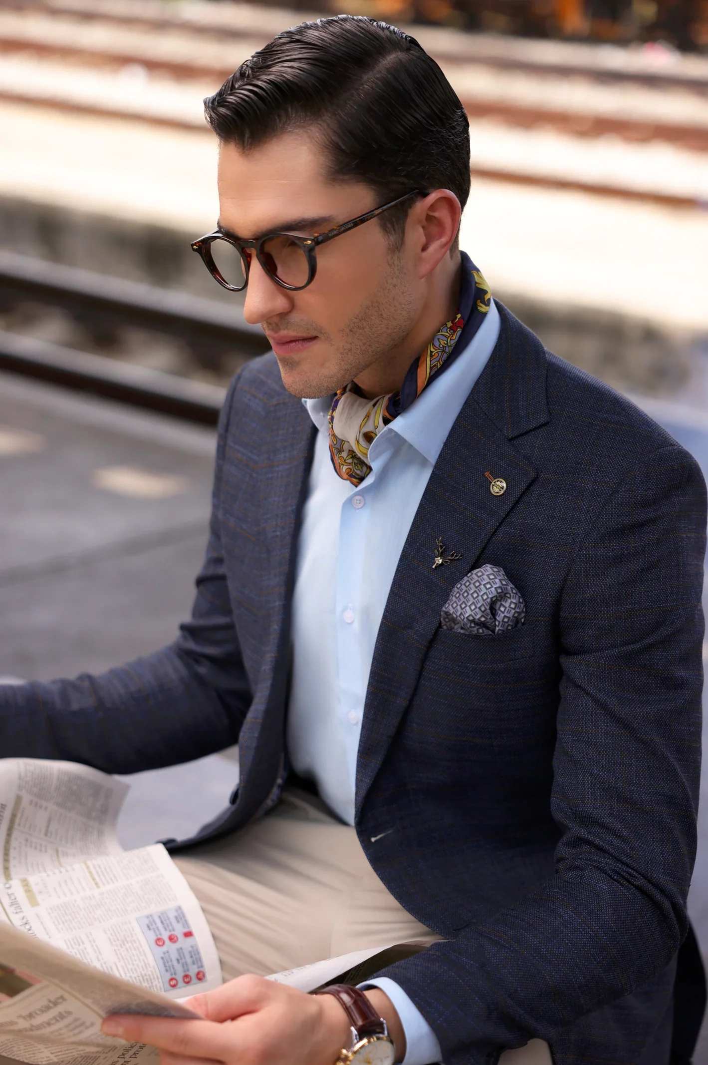 Blue Textured Blazer - Image 3