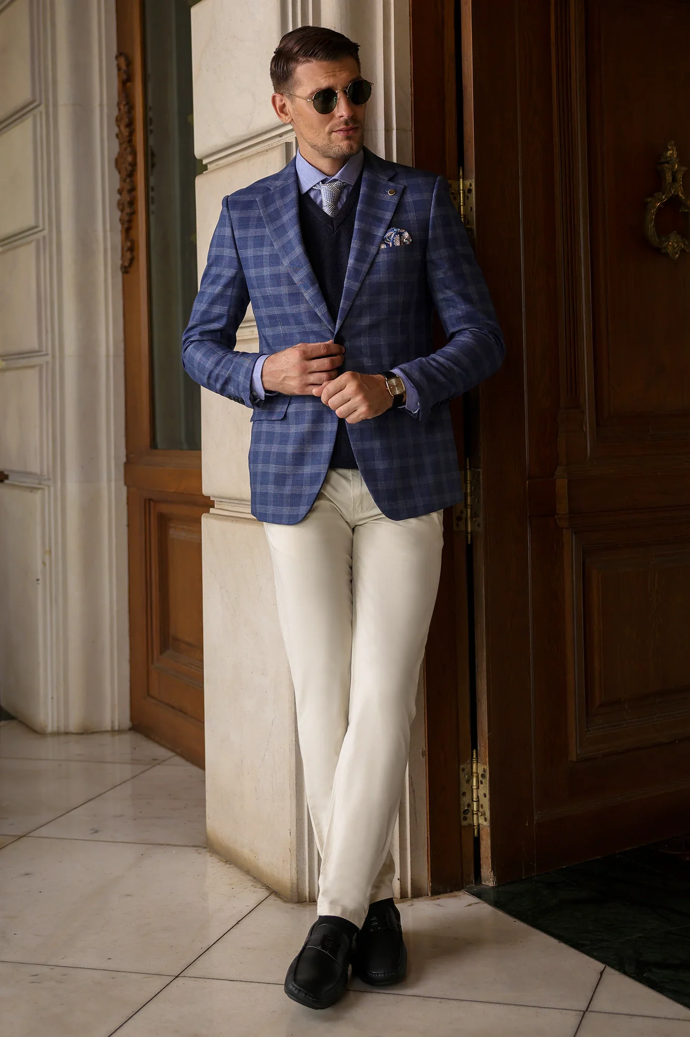 Light Blue Check Blazer - Image 4