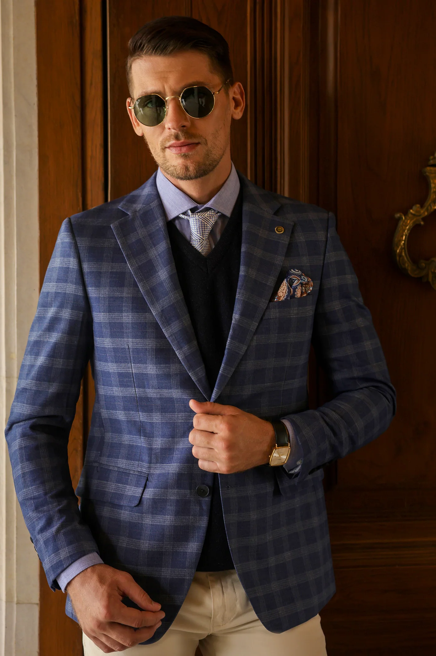 Light Blue Check Blazer - Image 5