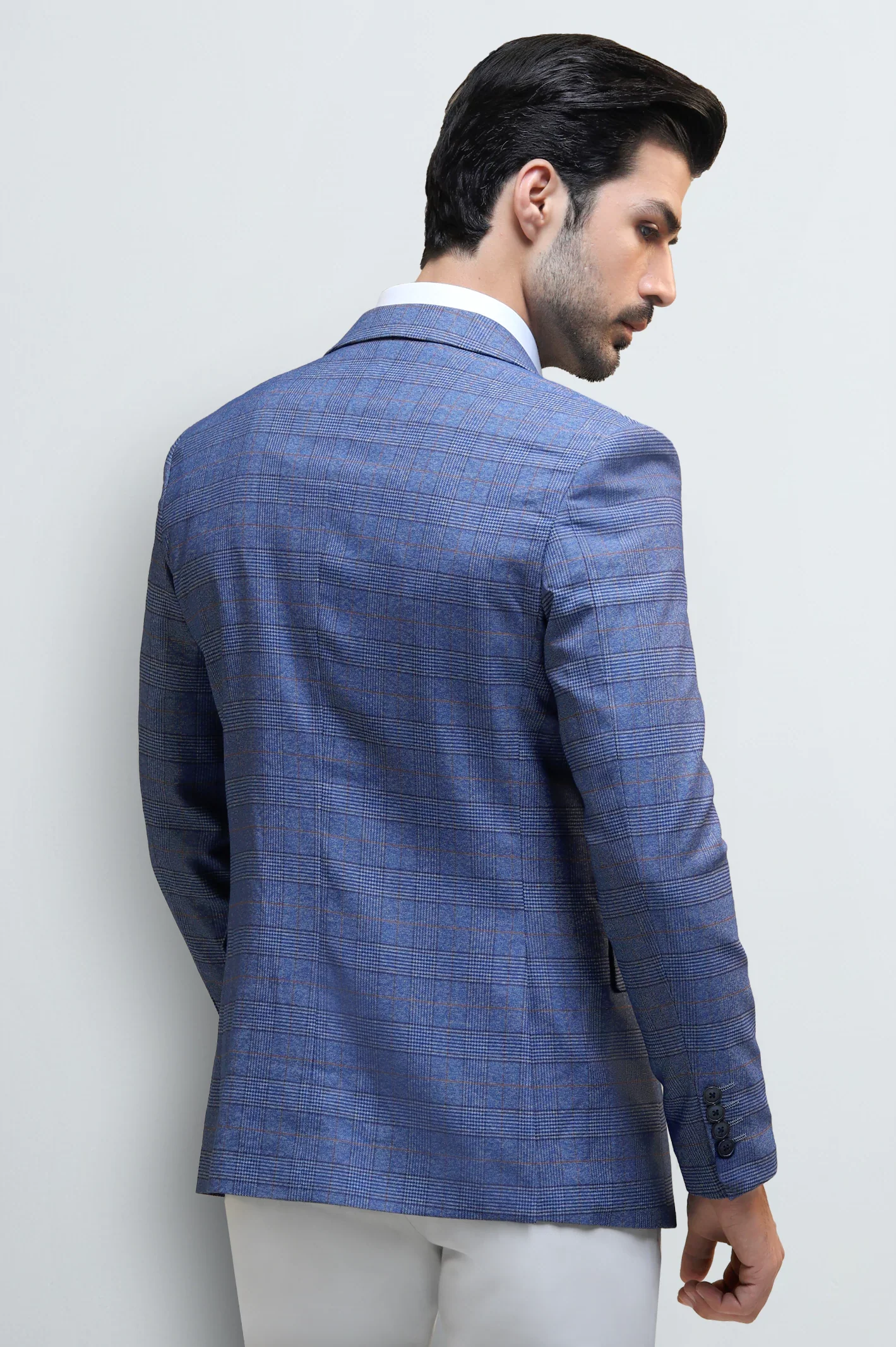 Light Blue Check Blazer for Men - Image 5
