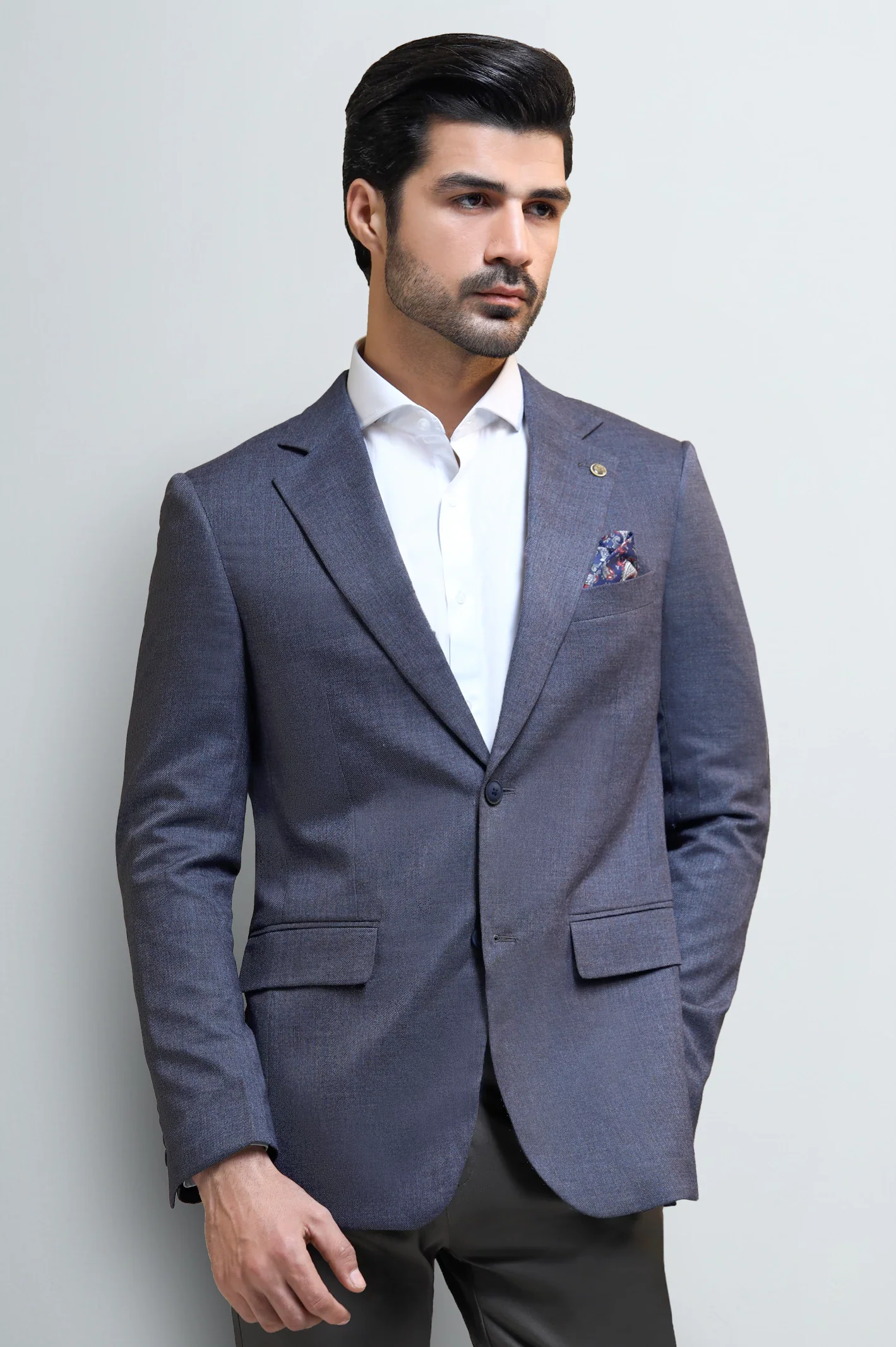 Men's Grey Textured Blazer
