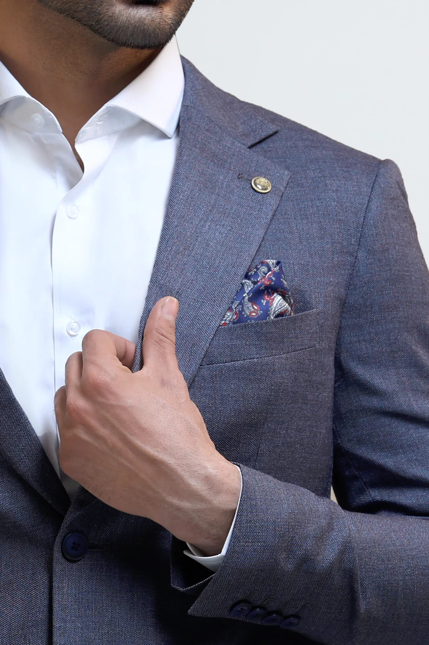 Men's Grey Textured Blazer - Image 3