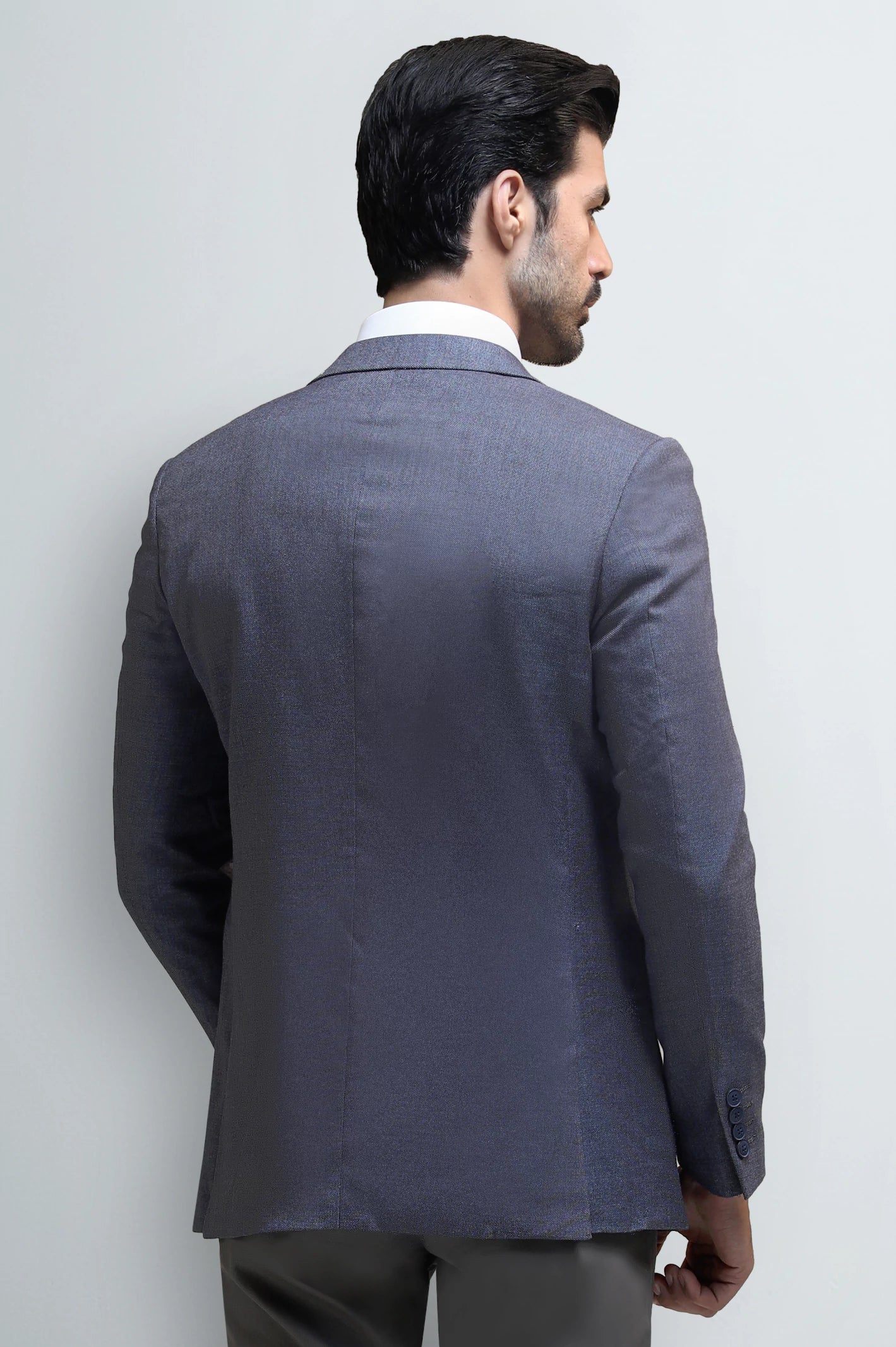 Men's Grey Textured Blazer - Image 5