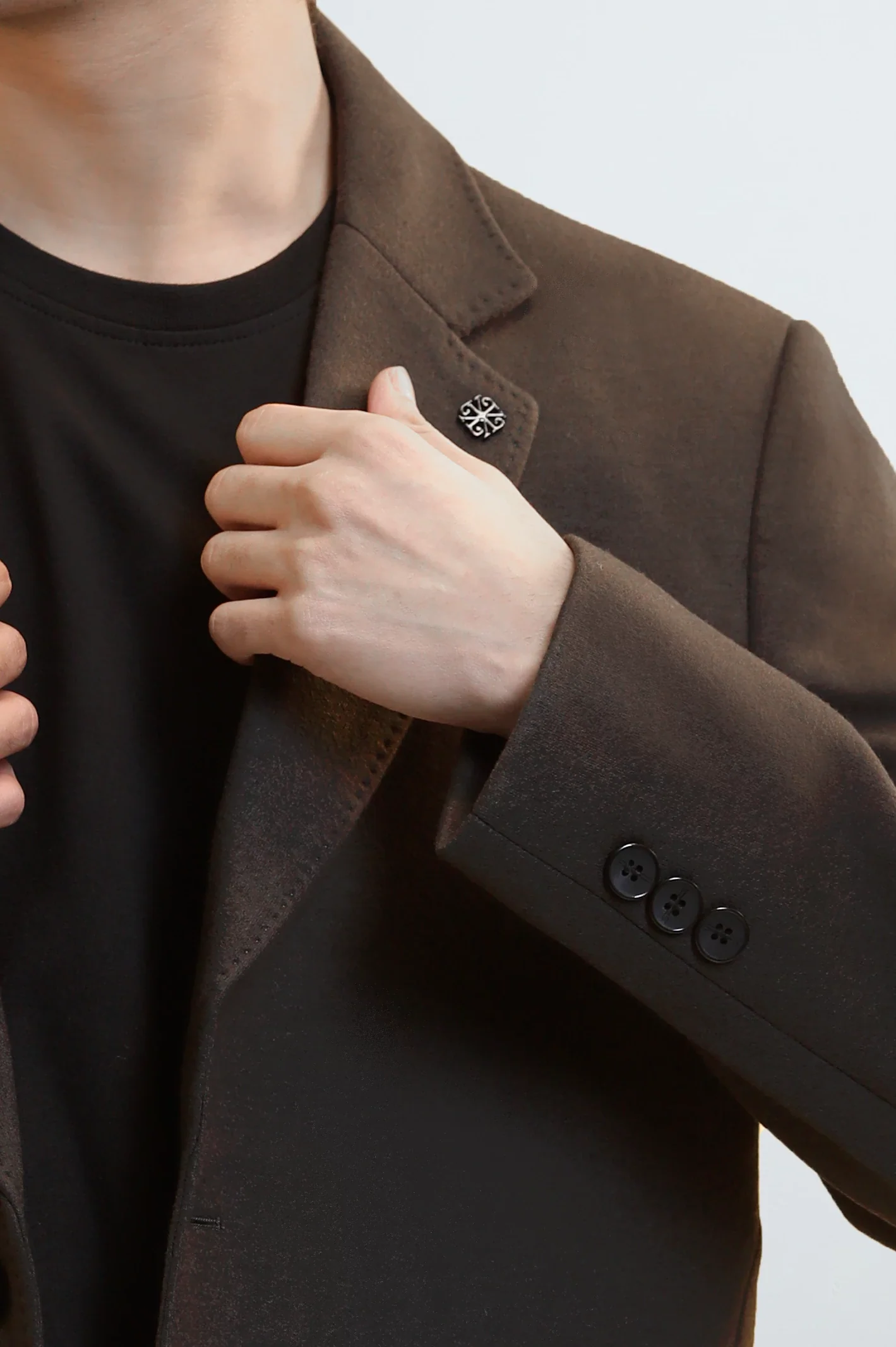 Men's Dark Brown Wool Blend Longline Coat - Image 3