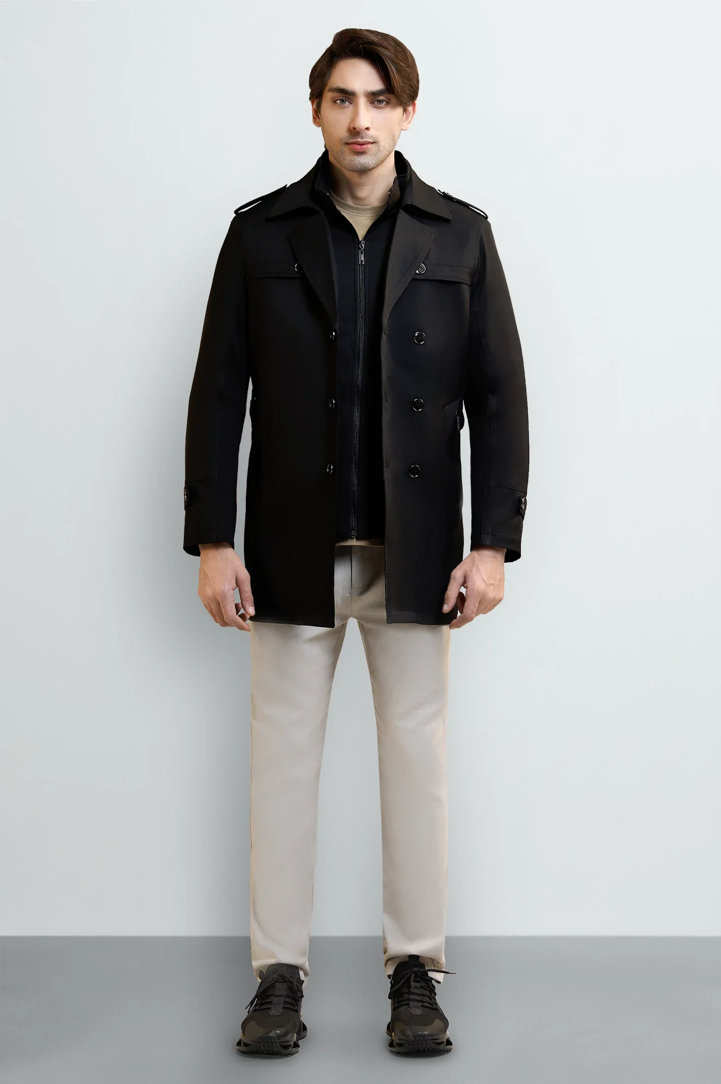 Double-Breasted Overcoat with Detachable Jacket - Image 2