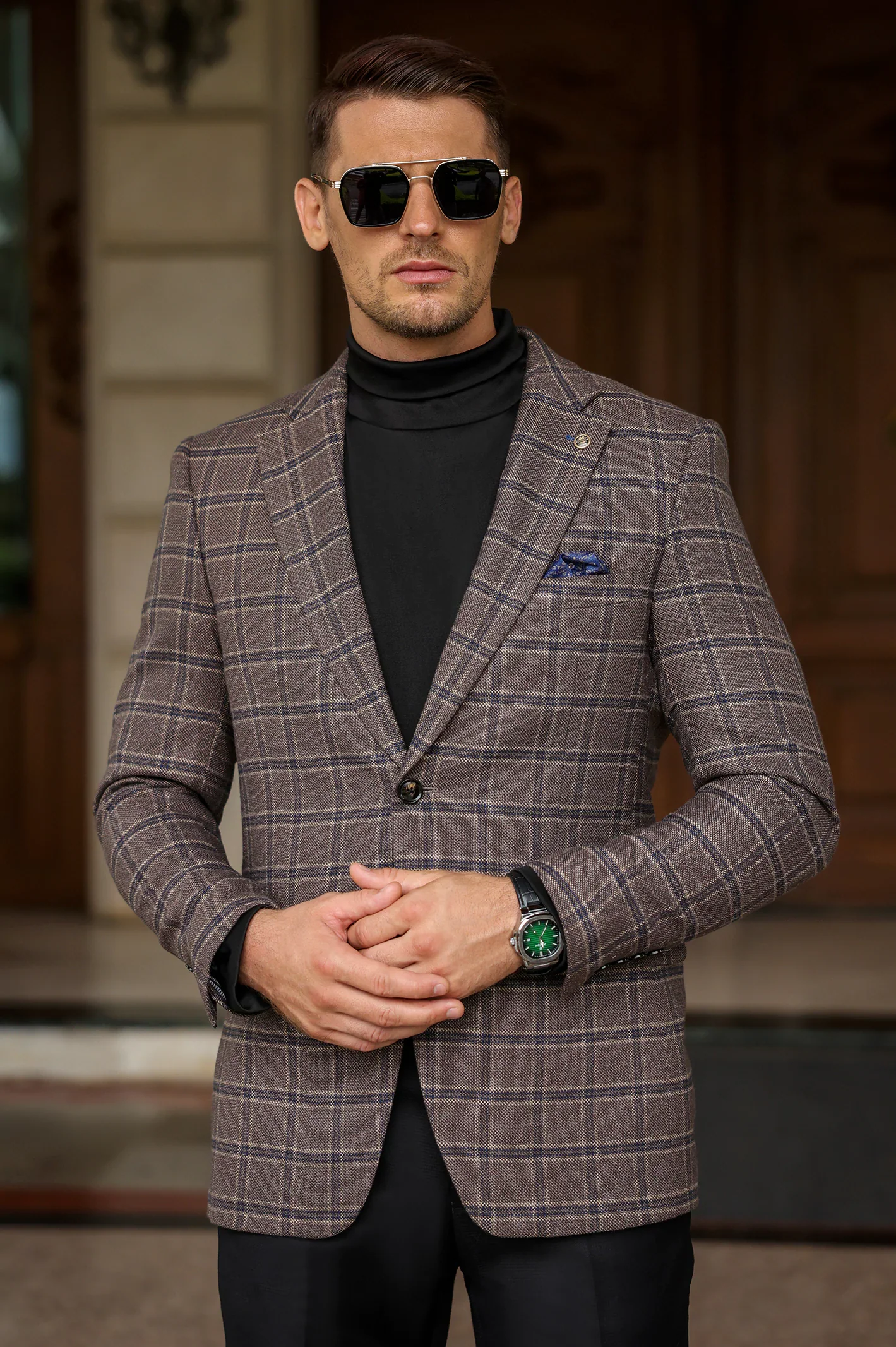Brown Check Blazer - Image 3