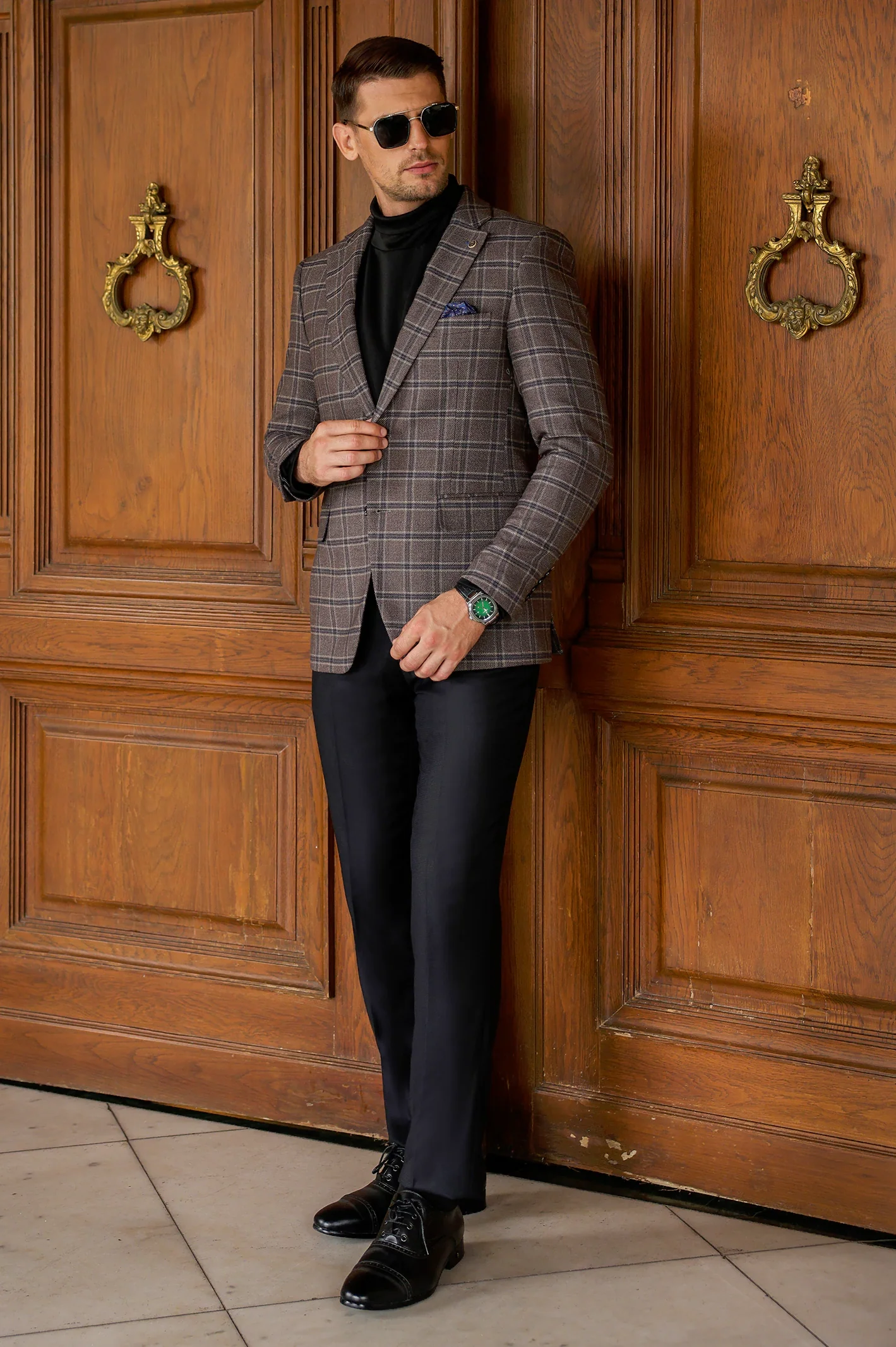 Brown Check Blazer - Image 5