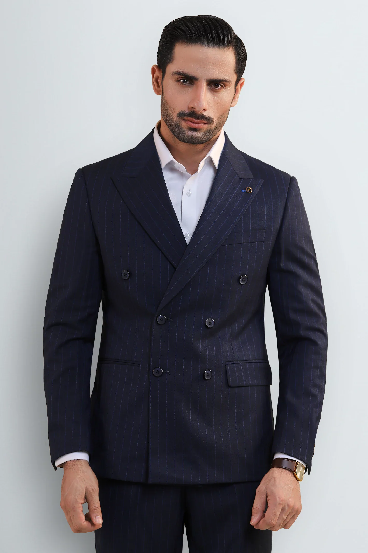 Navy Pinstripe Suit for Men – Double Breasted - Image 3