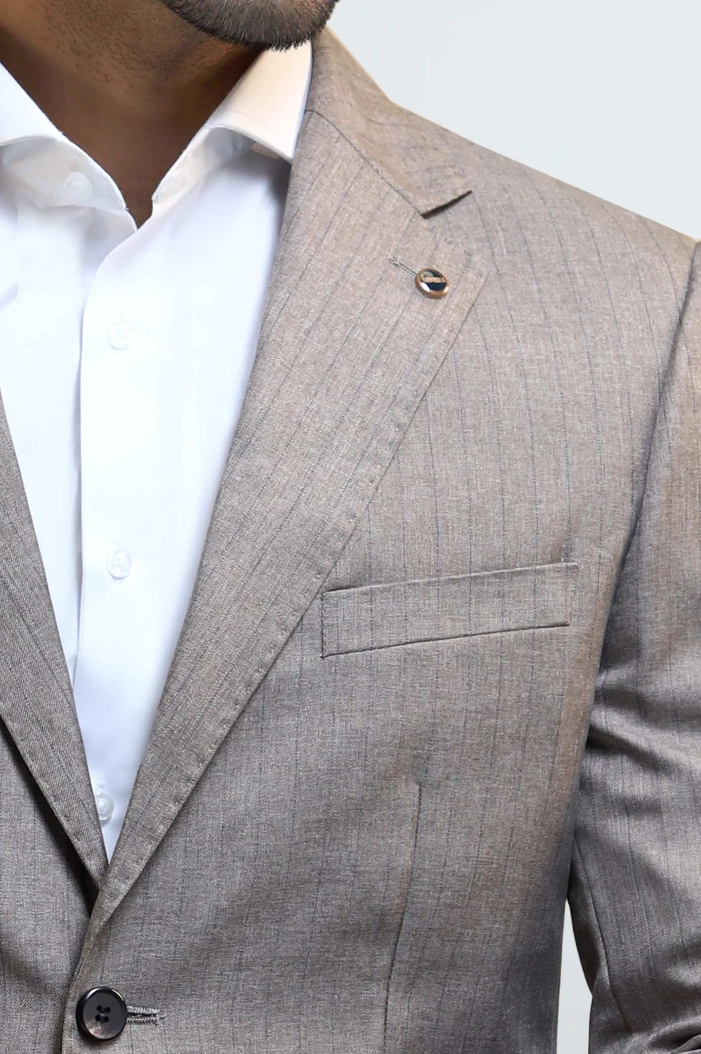 Men's Brown Striped 2-Piece Suit - Image 3