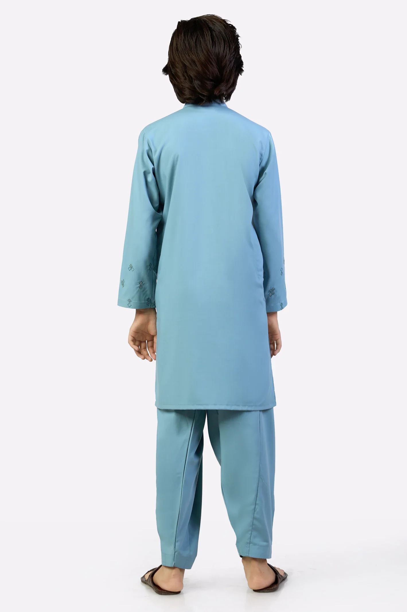 Light Grey Boys Kurta Shalwar - Image 4