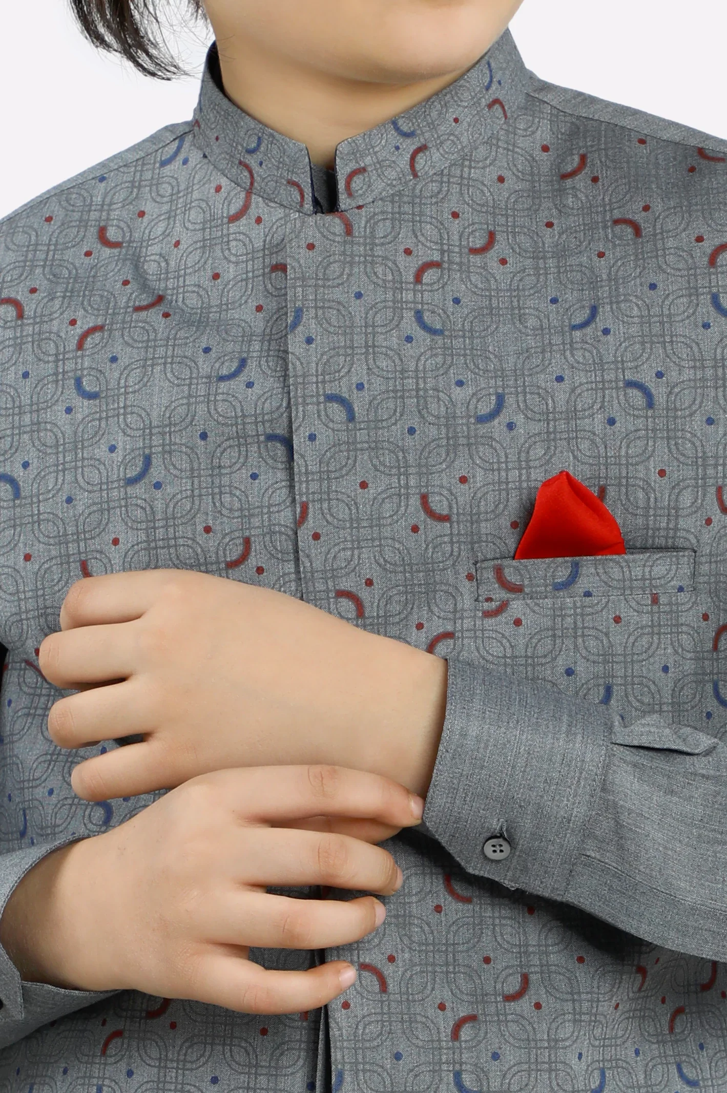 Grey Boys Kurta Pajama With Waistcoat - Image 3