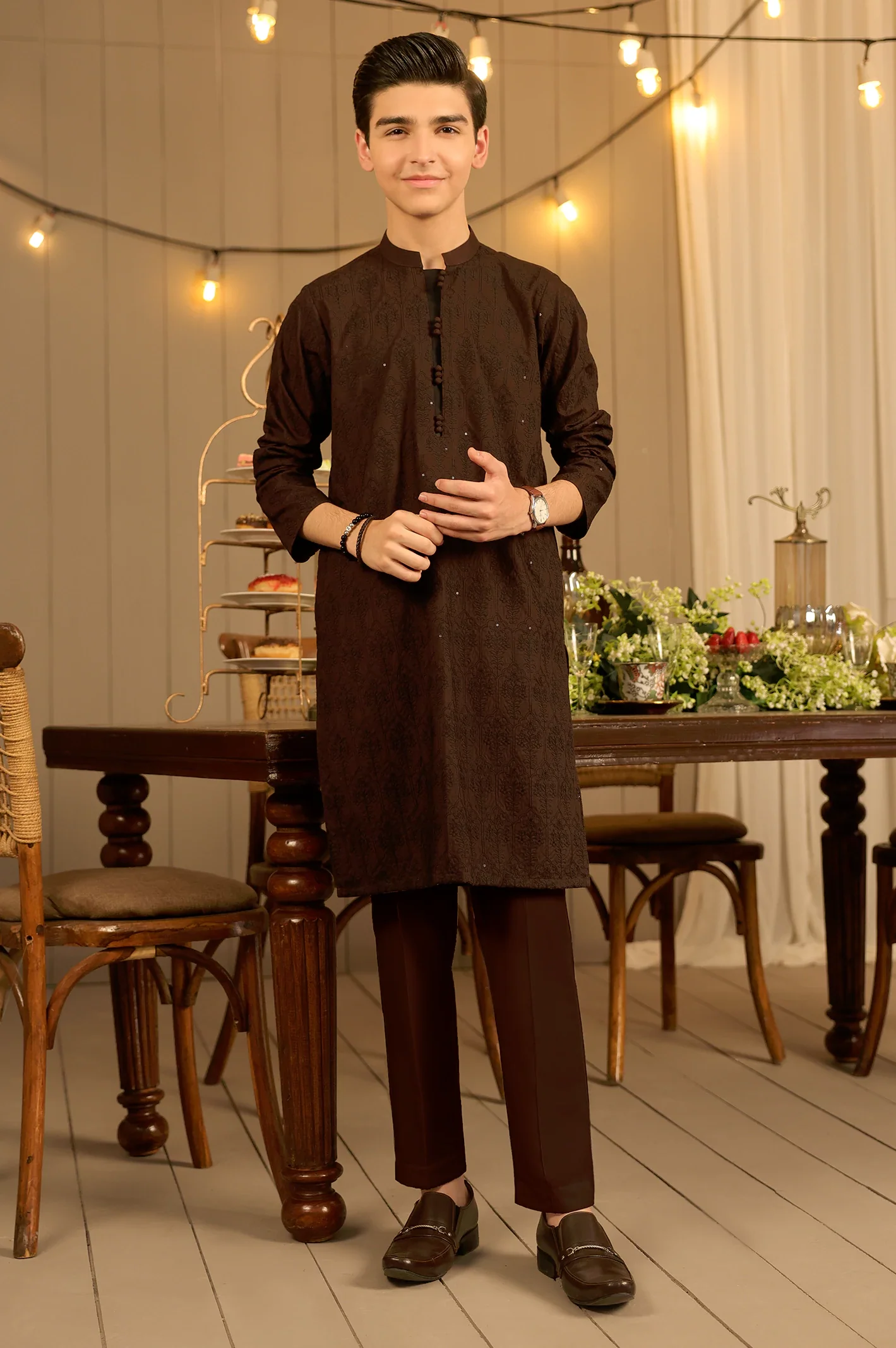 Maroon Boys Kurta Pajama - Image 4