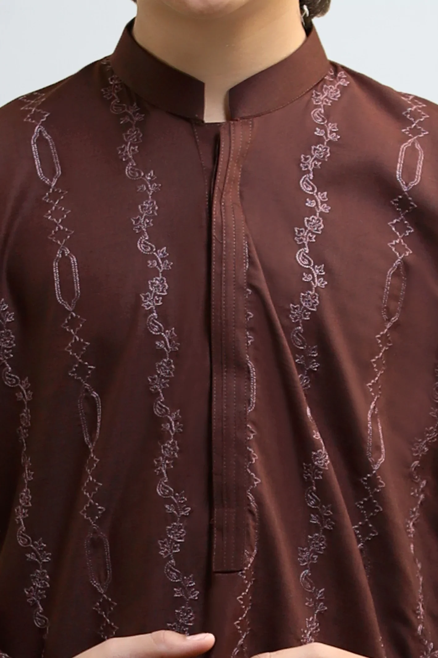 Dark Brown Teens Kurta Pajama - Image 3