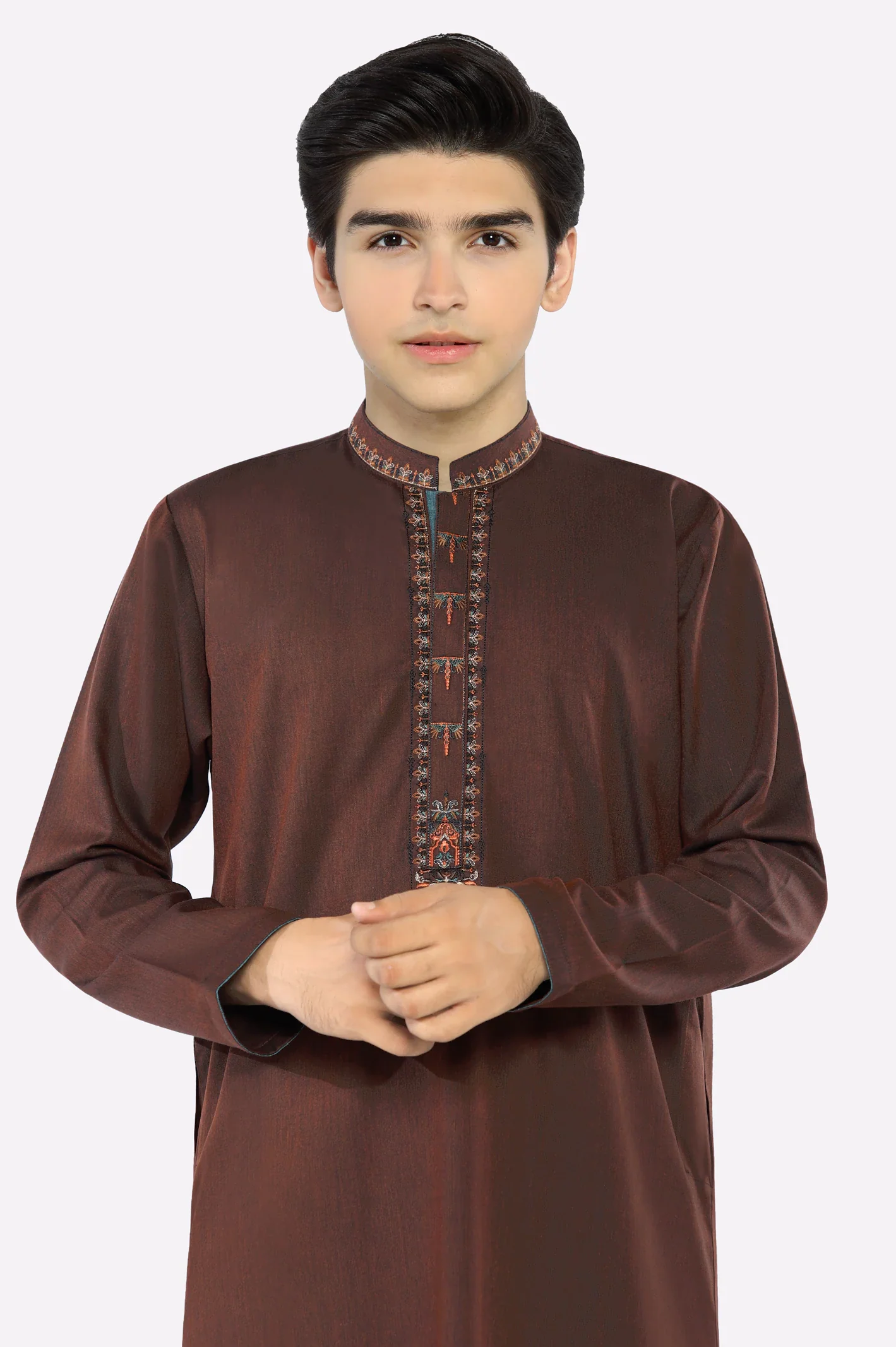 Maroon Teens Kurta Pajama - Image 2