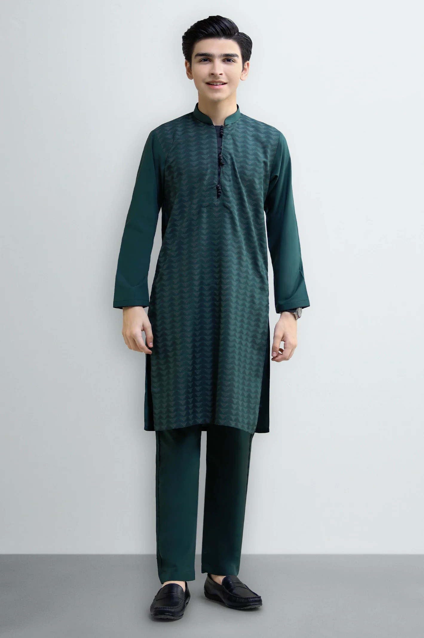 Bottle Green Teens Kurta Pajama