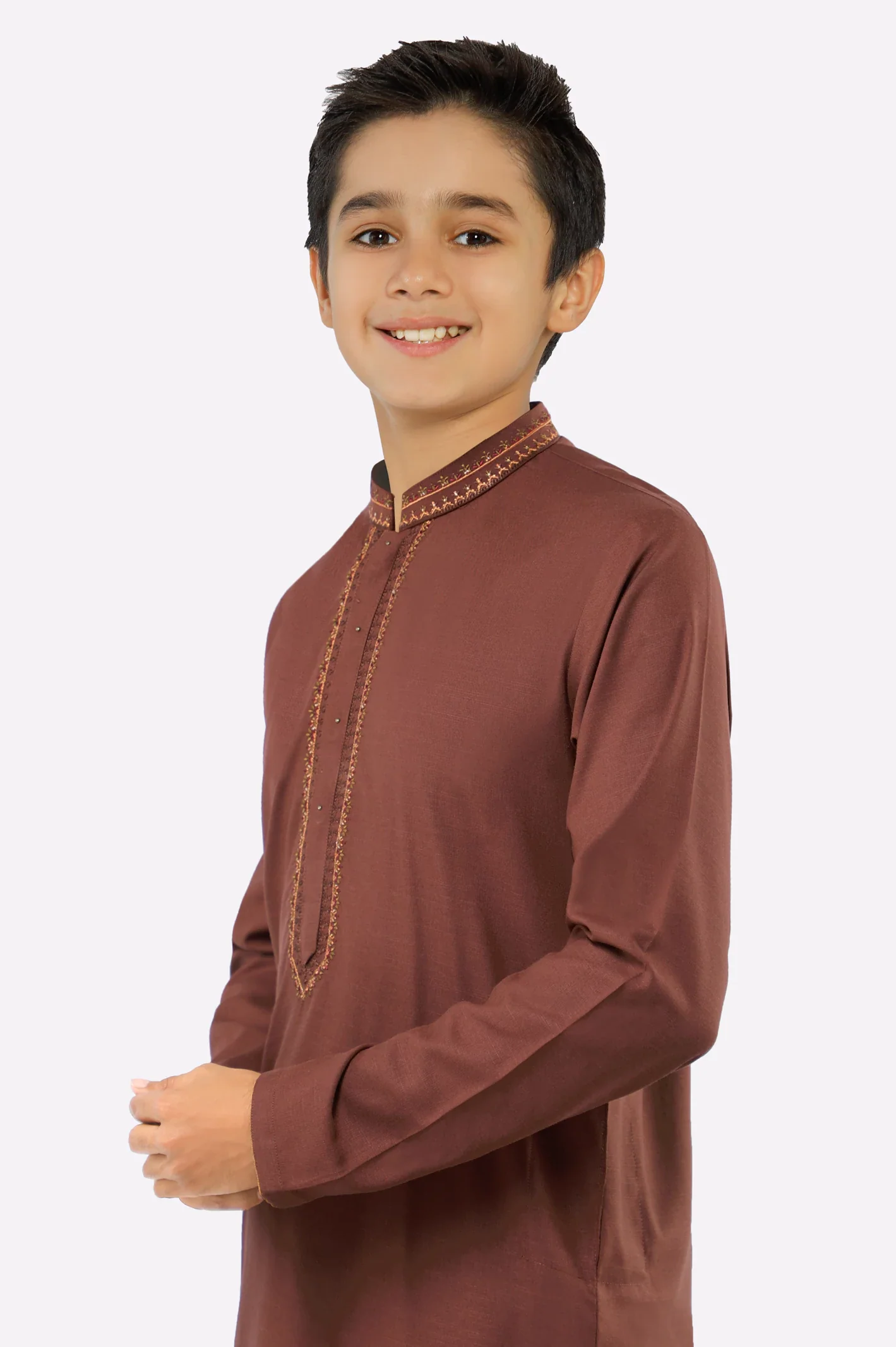 Brown Teens Kurta Pajama - Image 2