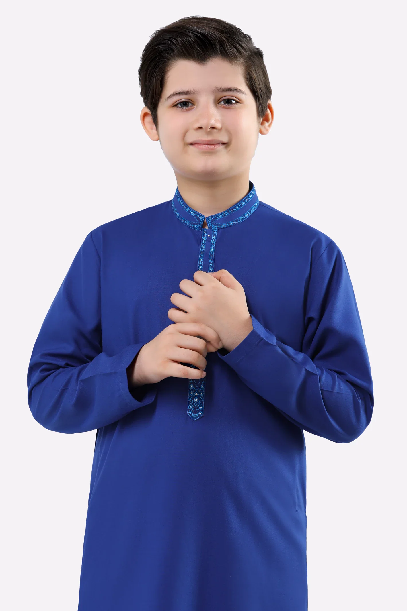 Royal Blue Teens Kurta Pajama - Image 2