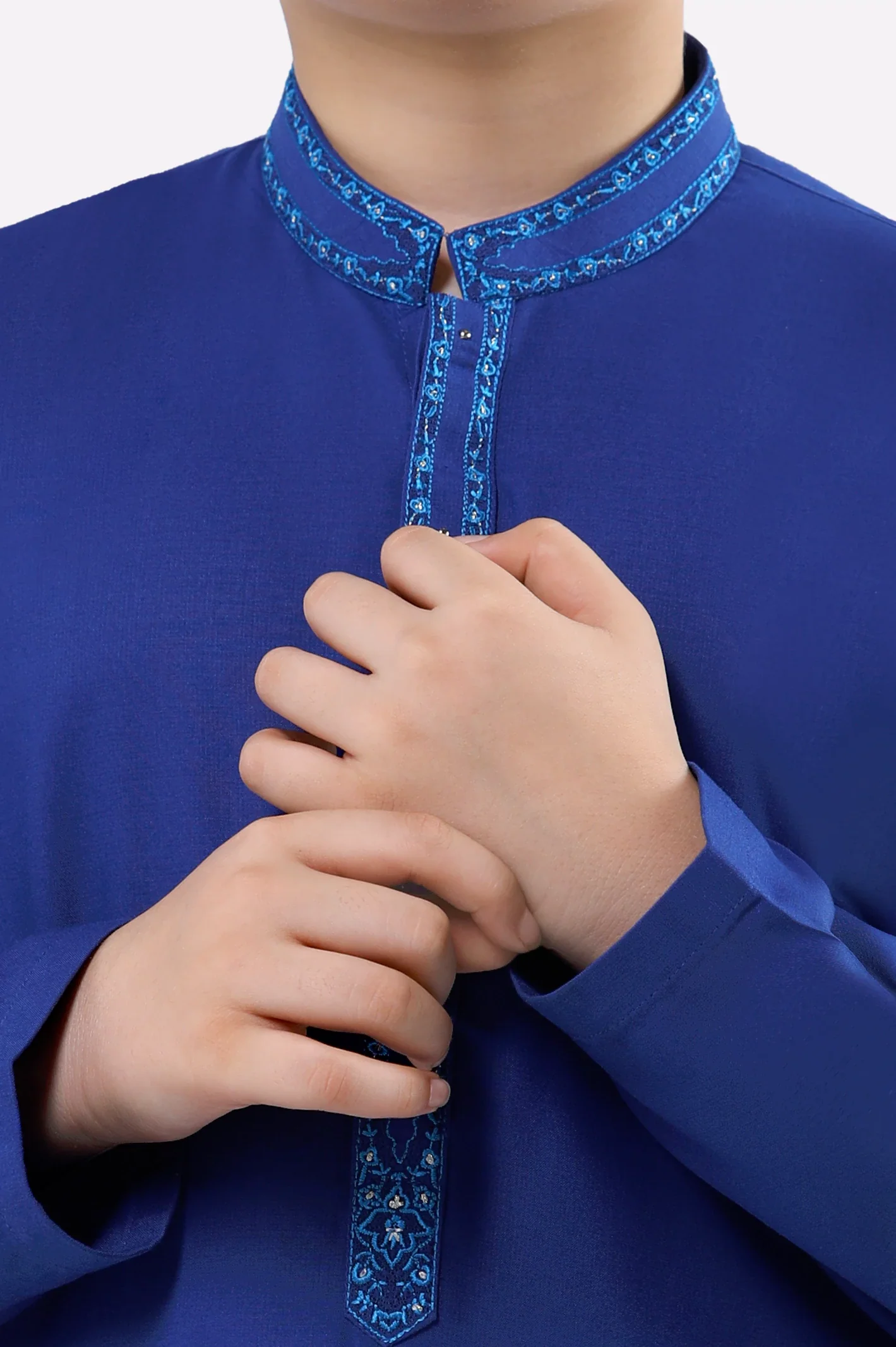 Royal Blue Teens Kurta Pajama - Image 3