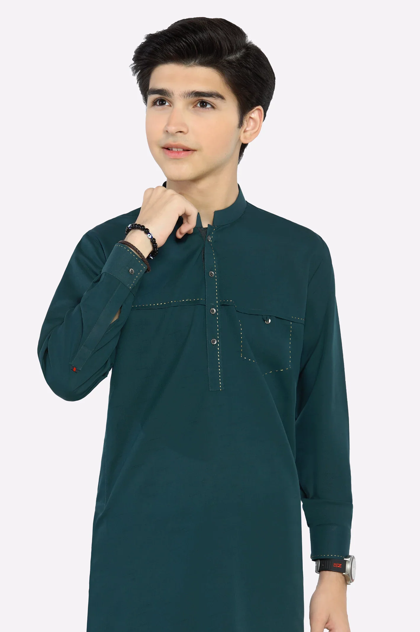 Dark Green Boys Kameez Shalwar - Image 2