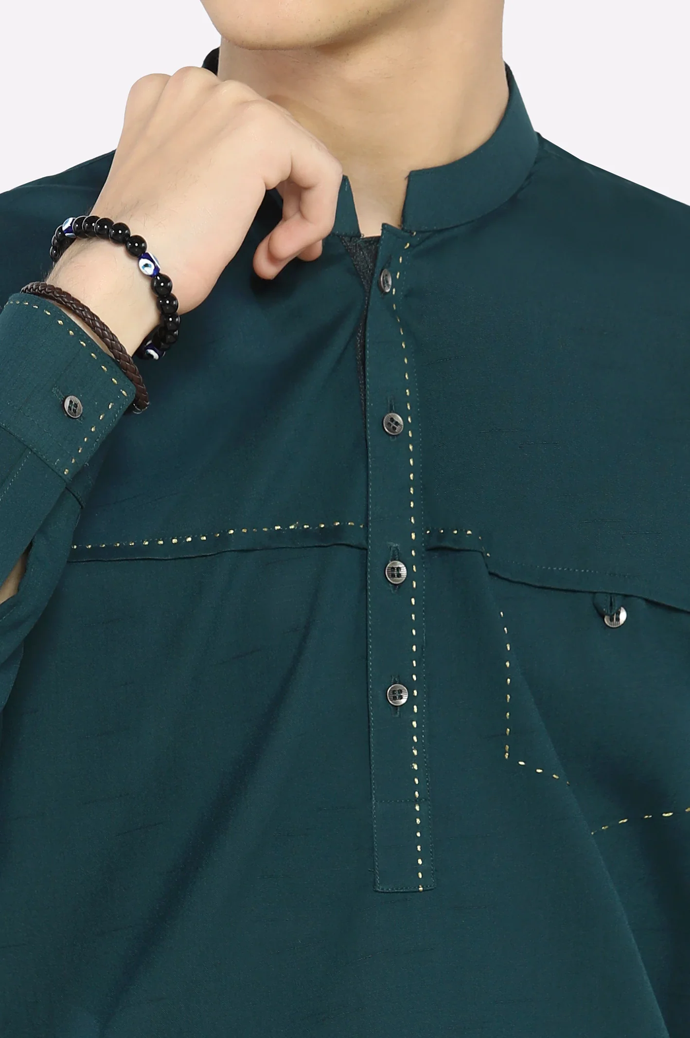 Dark Green Boys Kameez Shalwar - Image 3