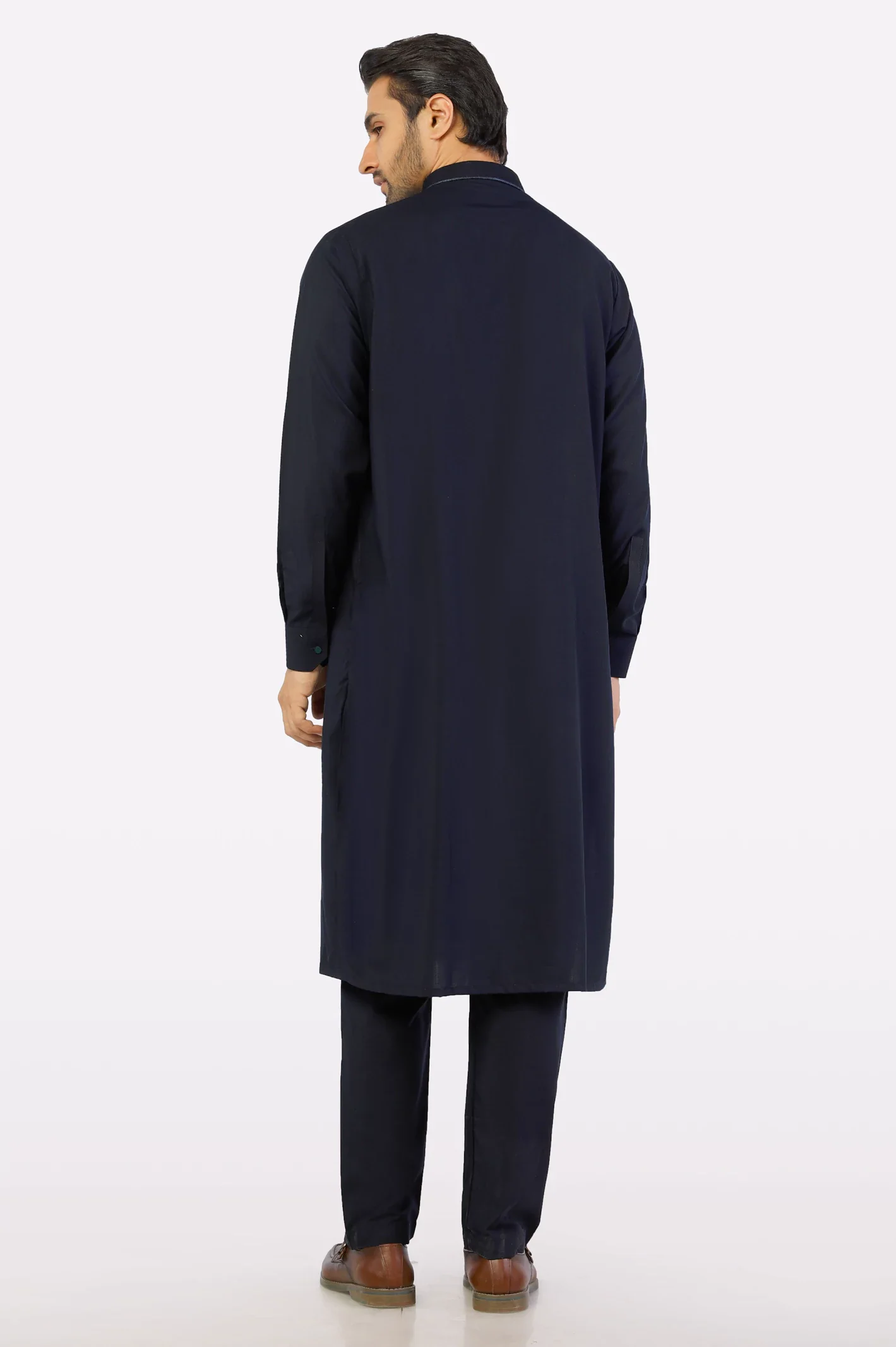 Navy Blue Wash & Wear Shalwar Kameez - Image 3