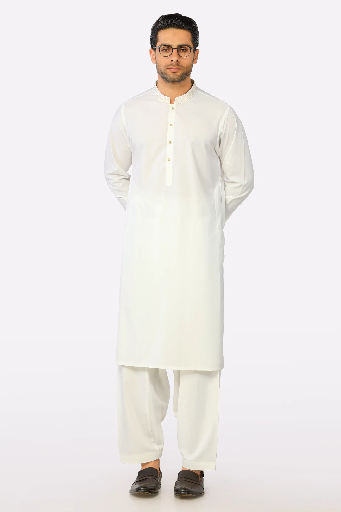 Off White Wash & Wear Shalwar Kameez - Image 2