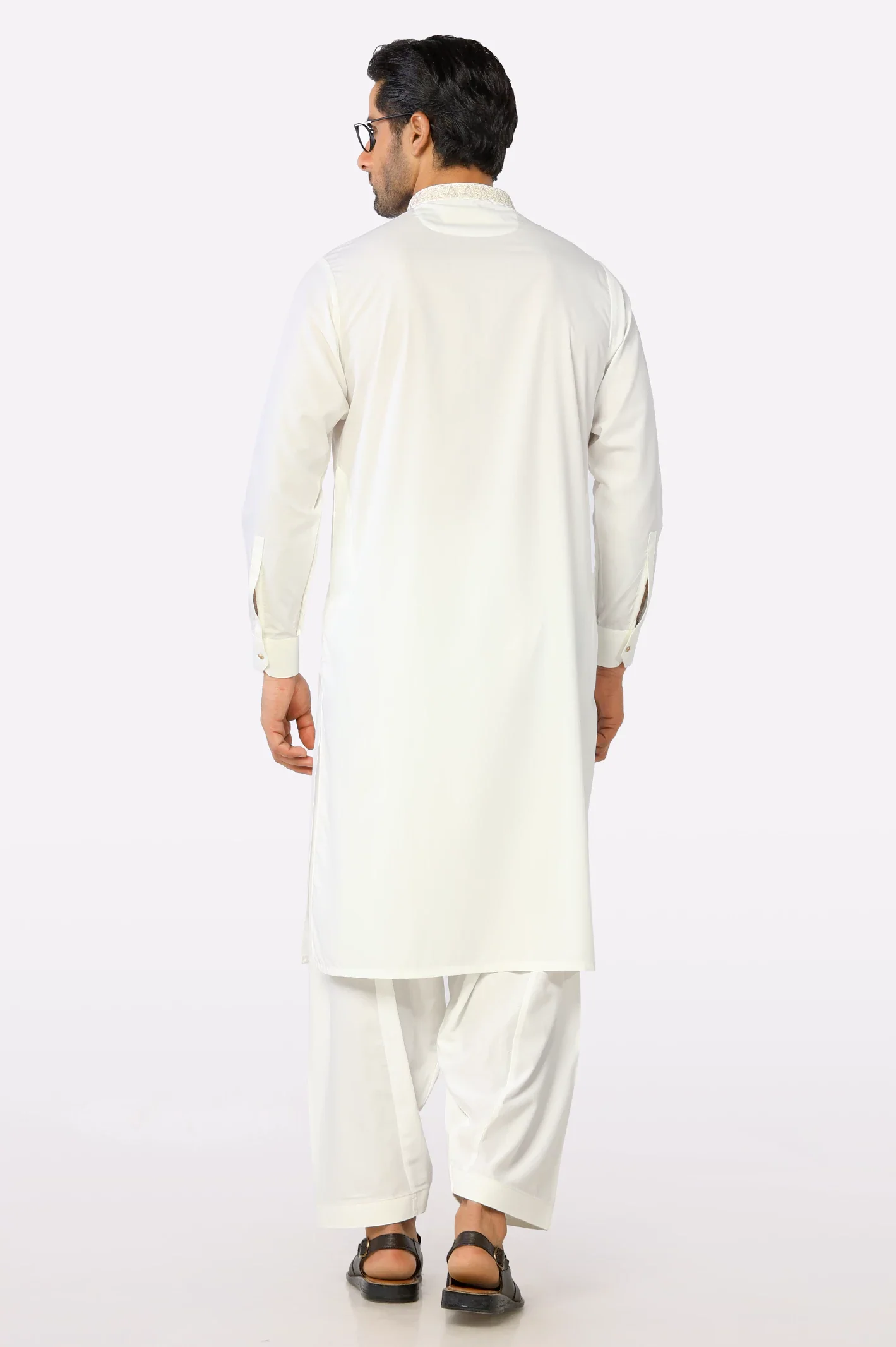 Off White Wash & Wear Shalwar Kameez - Image 4