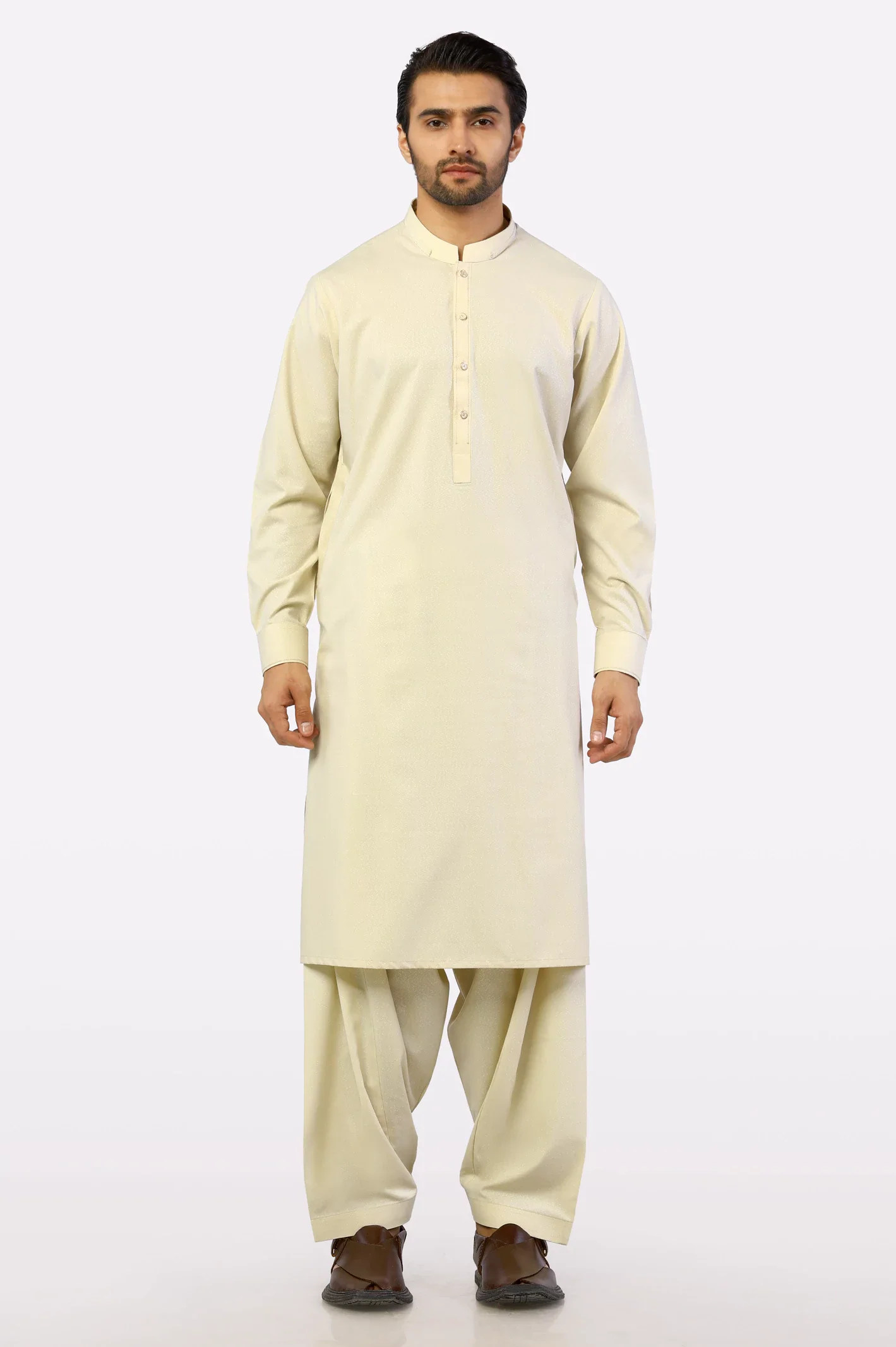 Cream Wash & Wear Shalwar Kameez - Image 2
