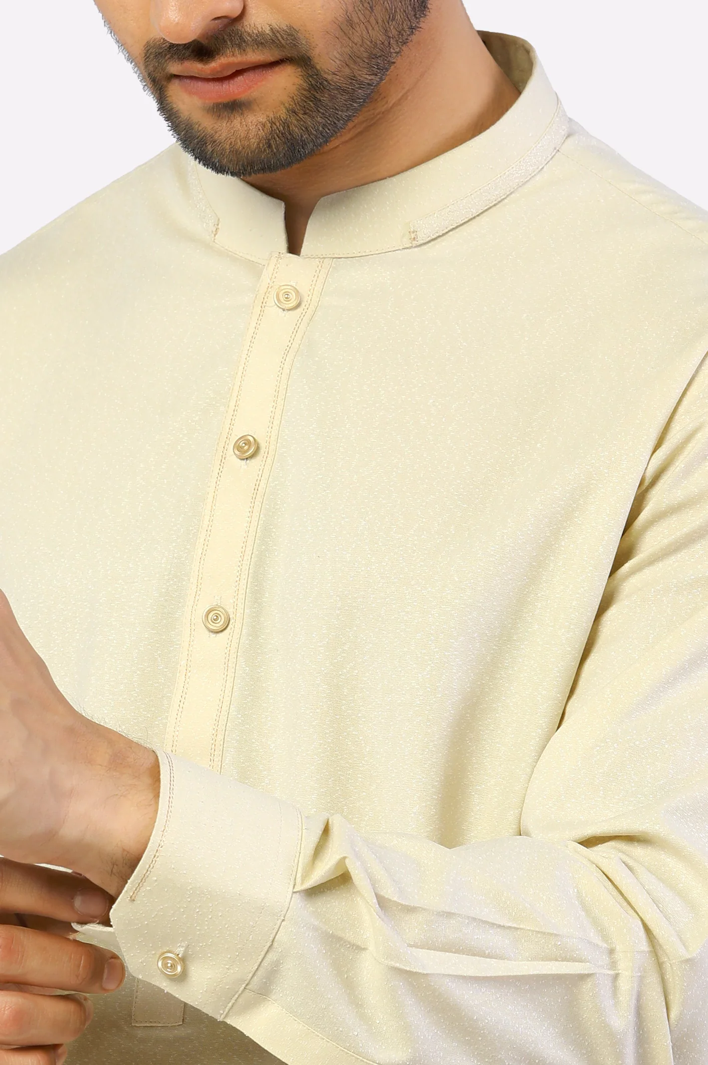 Cream Wash & Wear Shalwar Kameez - Image 3