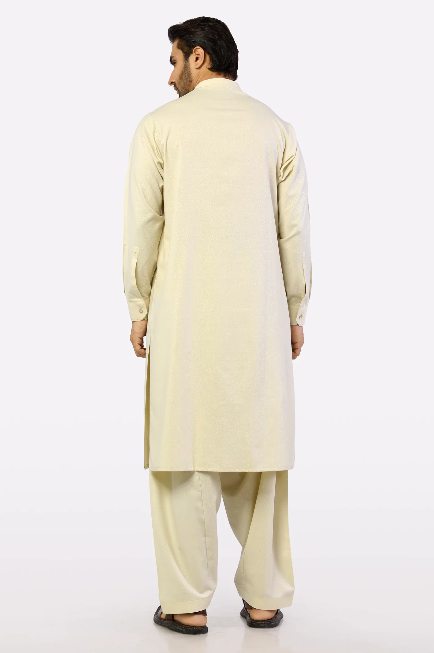 Cream Wash & Wear Shalwar Kameez - Image 4