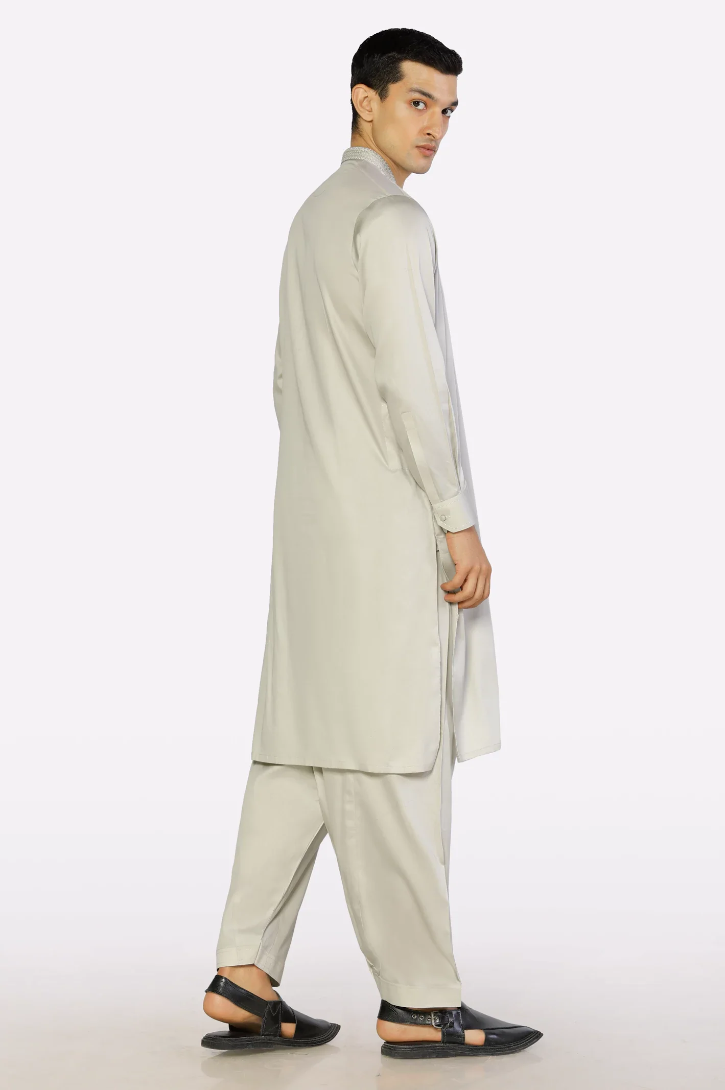 Light Beige Wash & Wear Shalwar Kameez - Image 4