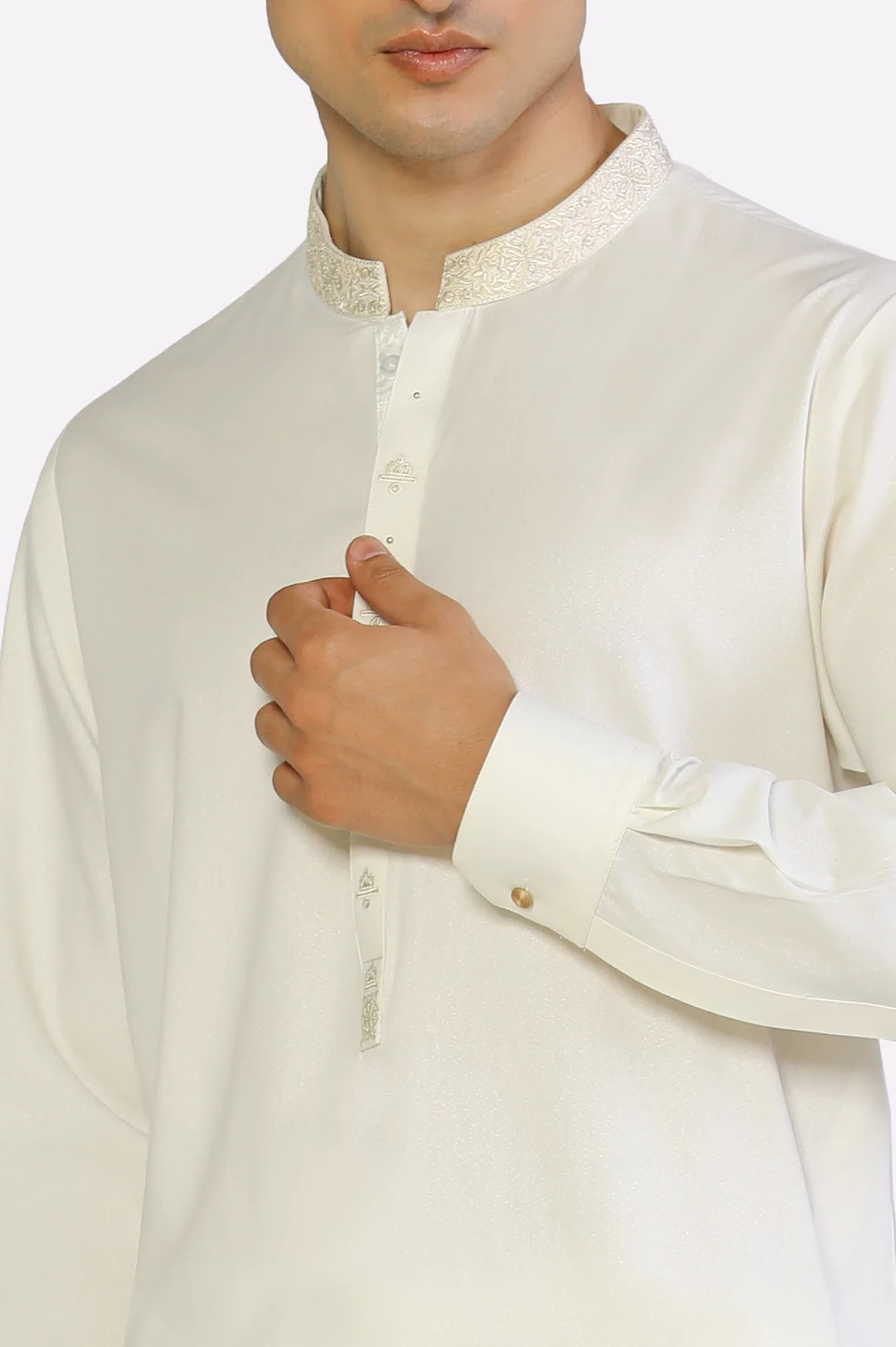 Off White Wash & Wear Shalwar Kameez - Image 3