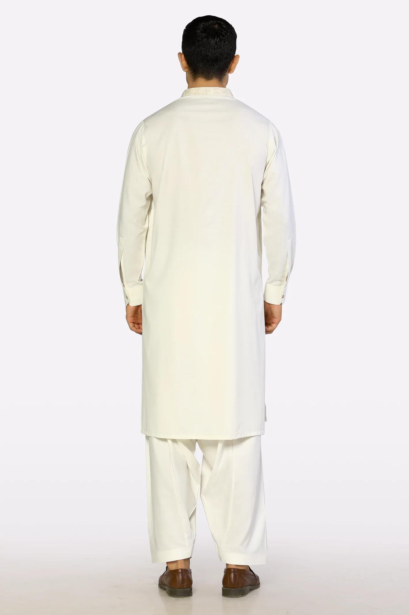 Off White Wash & Wear Shalwar Kameez - Image 4