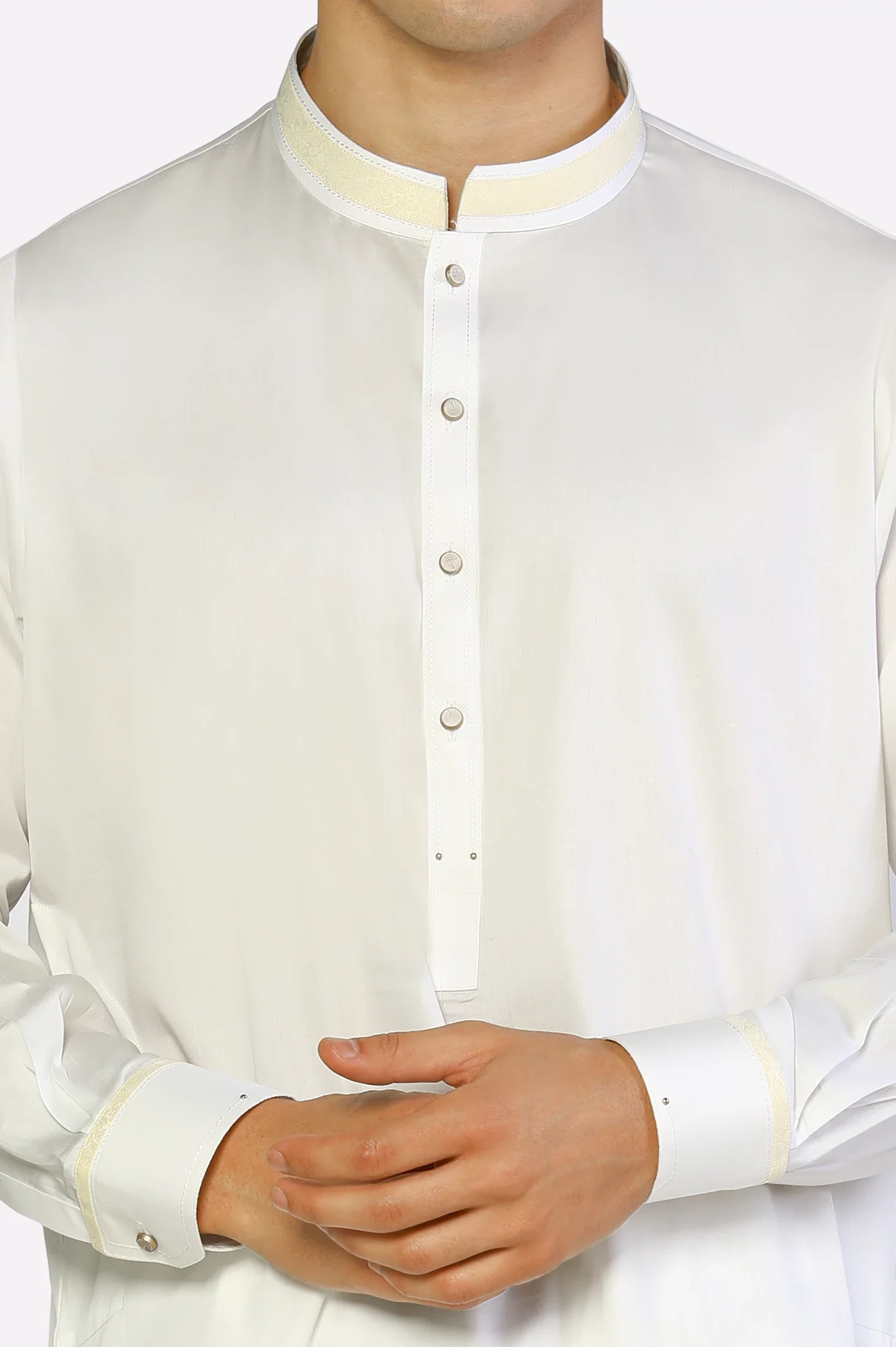 Off White Cotton Shalwar Kameez - Image 3